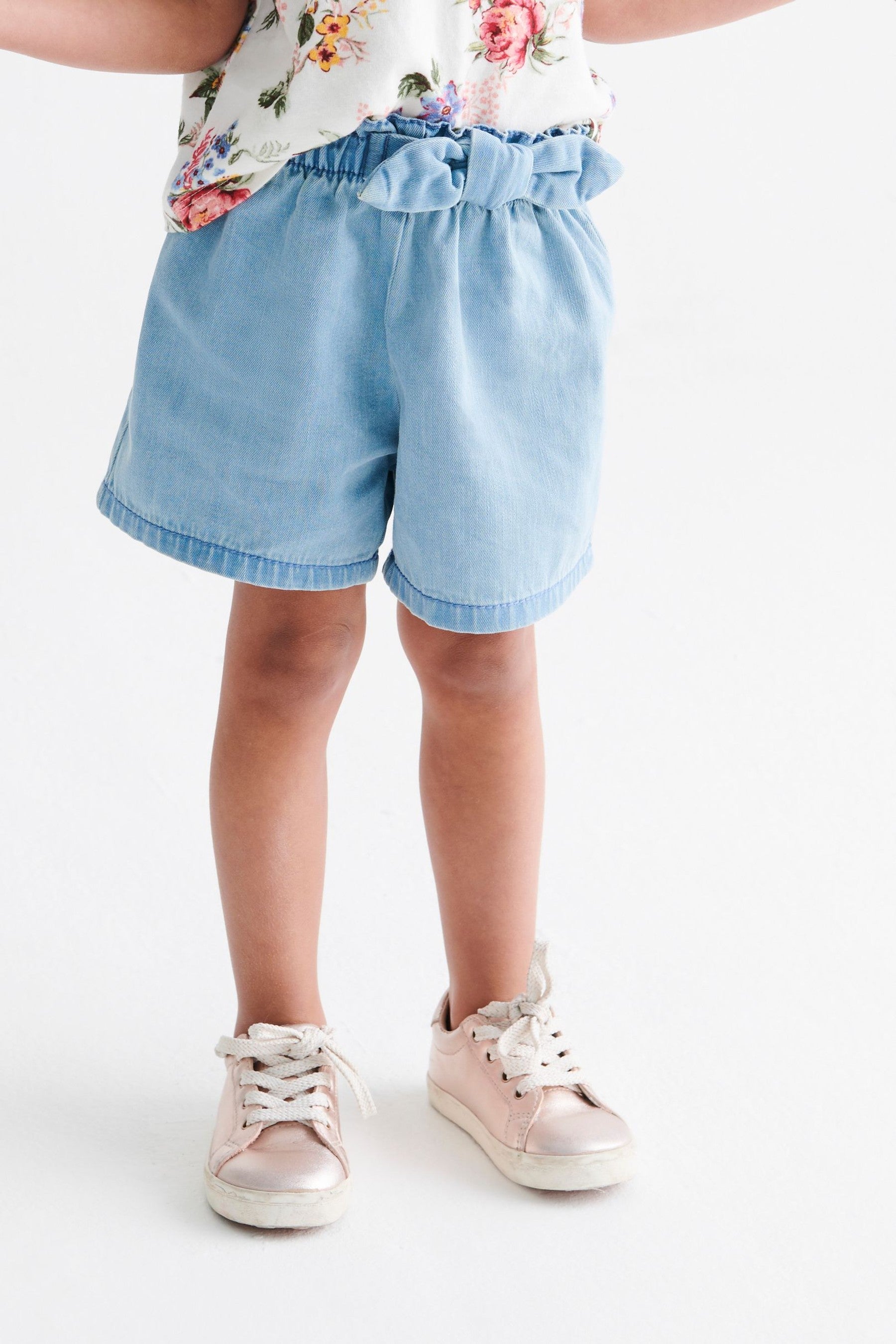 Light Denim Bow Detail Shorts (3mths-7yrs)