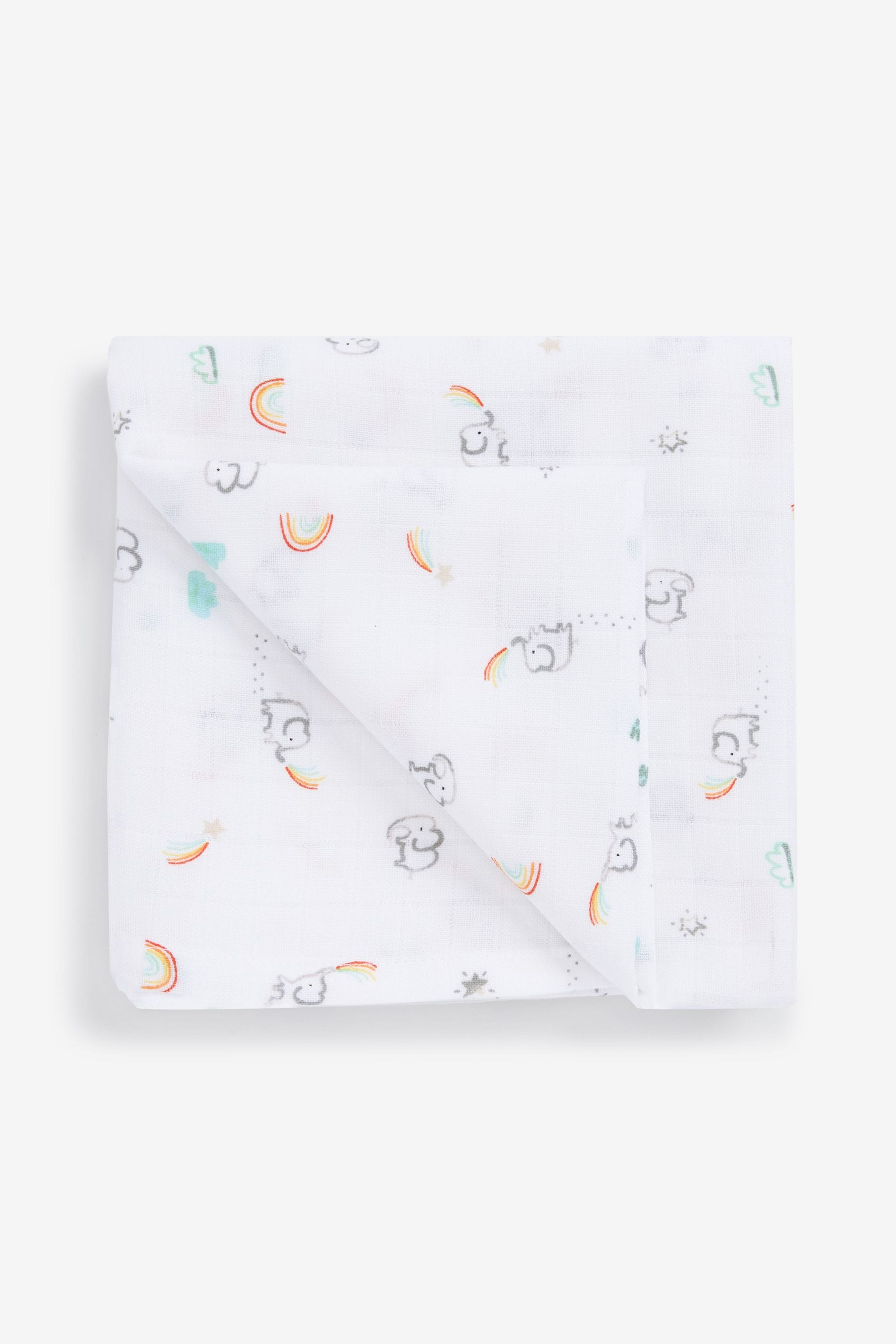 White Rainbow Baby Muslin Cloths 4 Packs