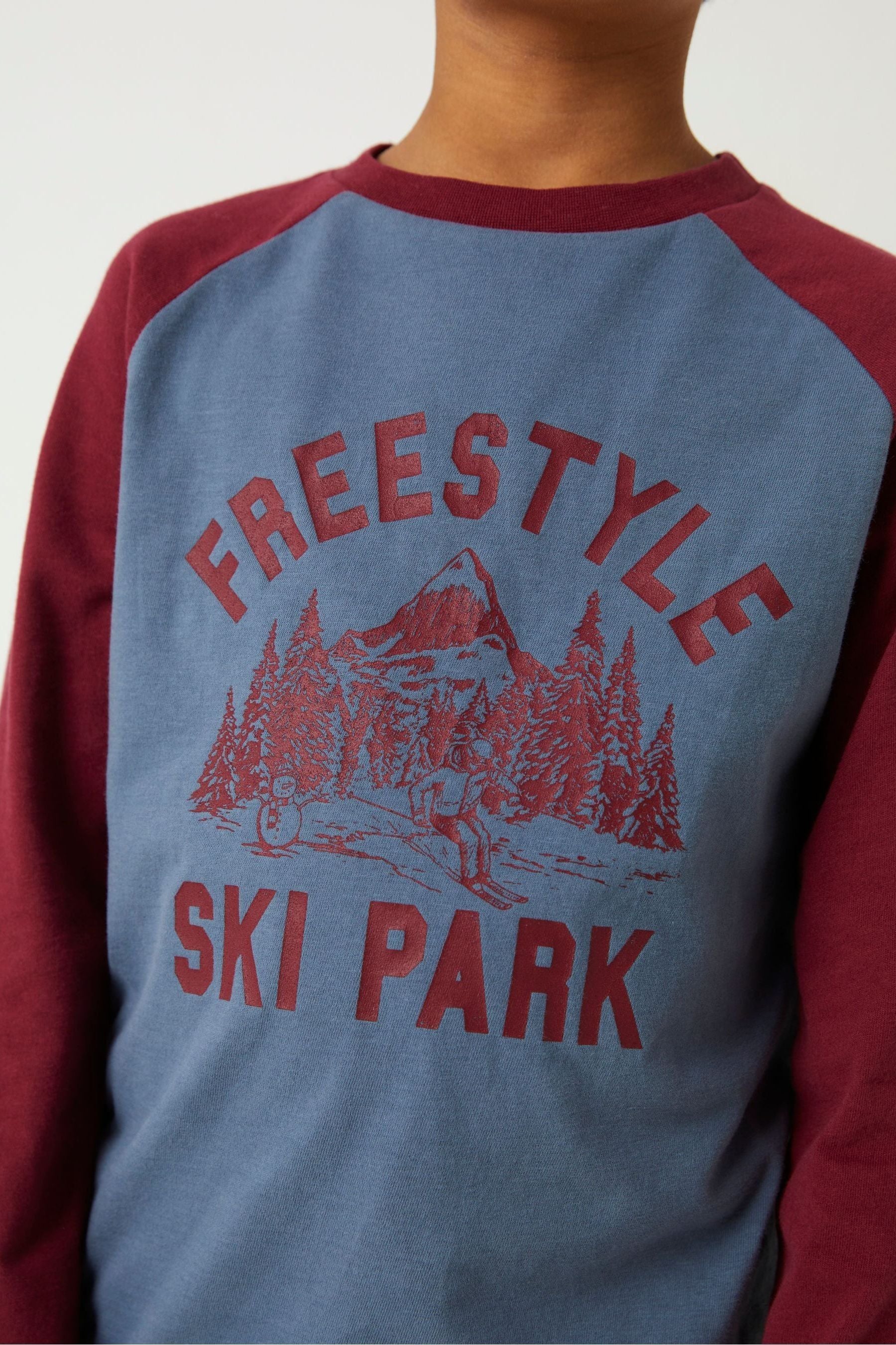 Red FatFace Freestyle Ski Raglan T-Shirt