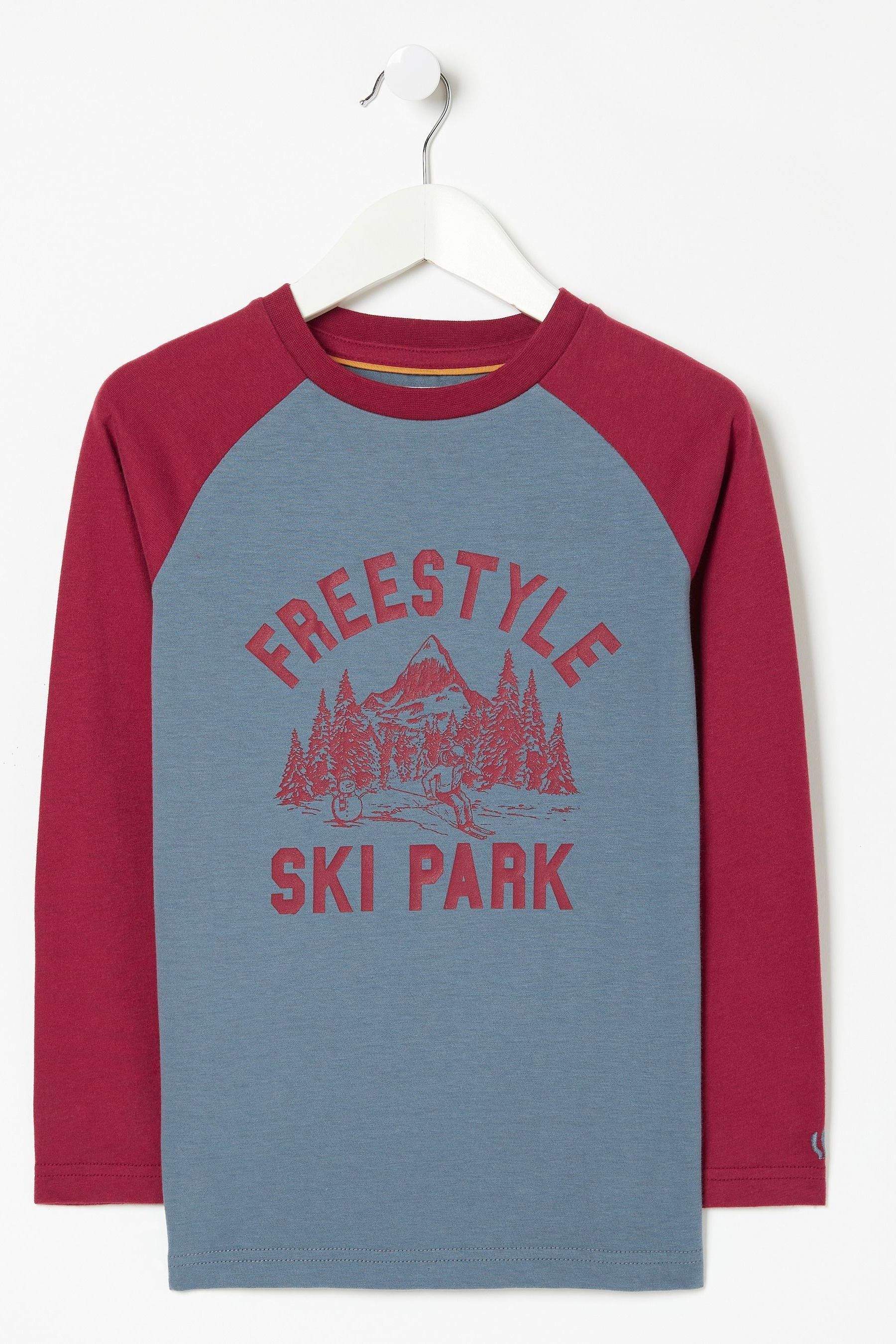 Red FatFace Freestyle Ski Raglan T-Shirt