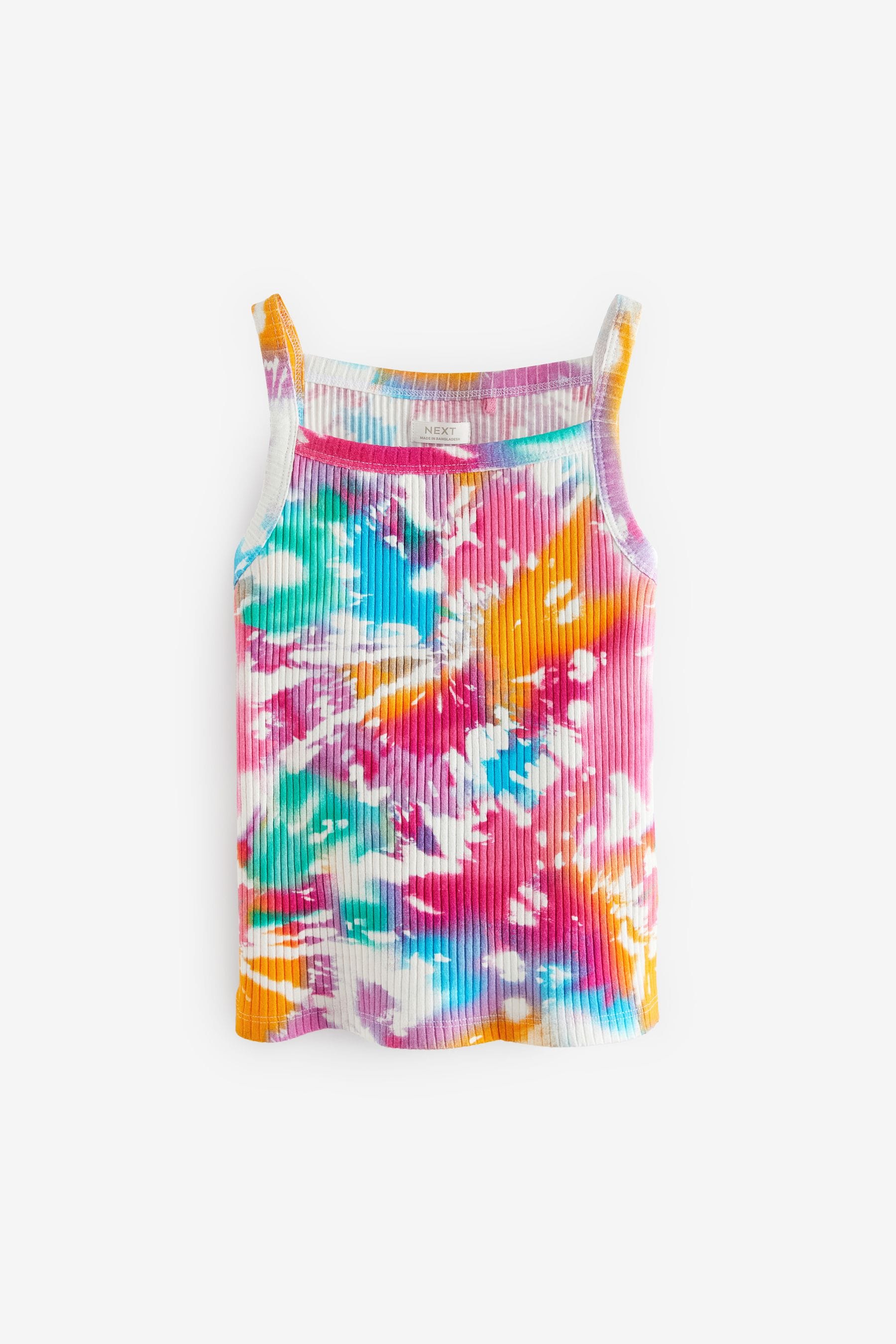 Rainbow Tie Dye 6 Pack Rib Strappy Vest (3-16yrs)