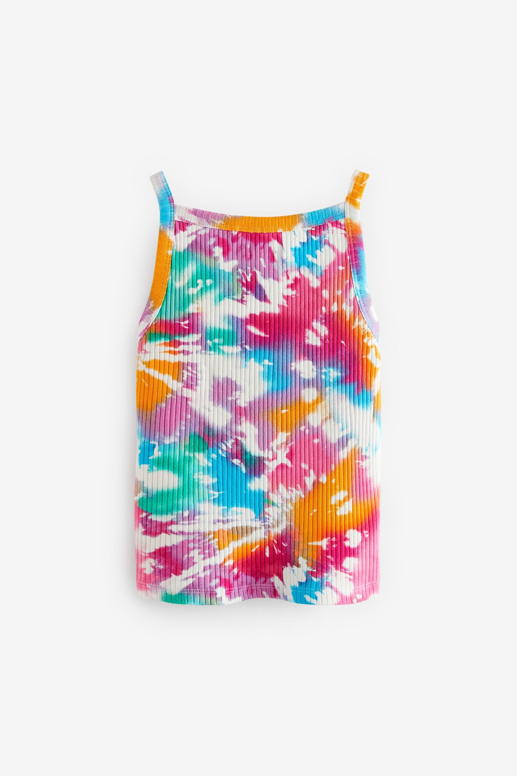 Rainbow Tie Dye 6 Pack Rib Strappy Vest (3-16yrs)