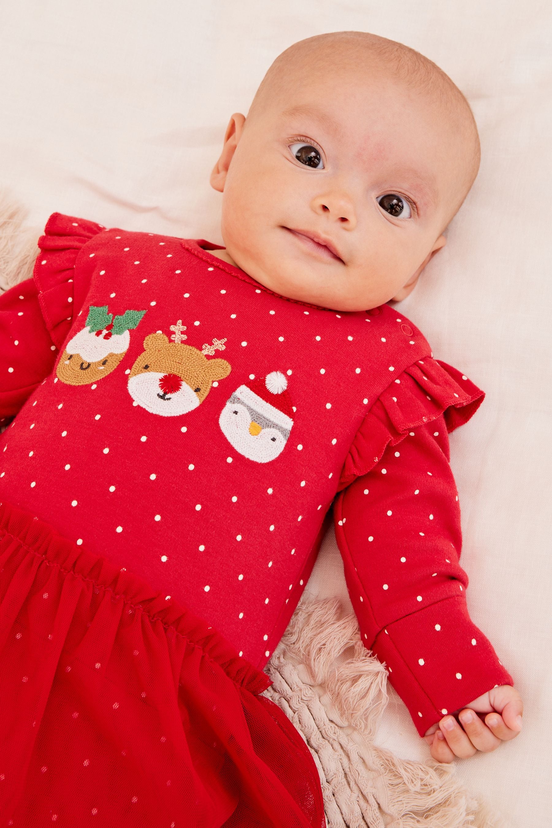 Red Baby Christmas Tutu Sleepsuit (0mths-3yrs)