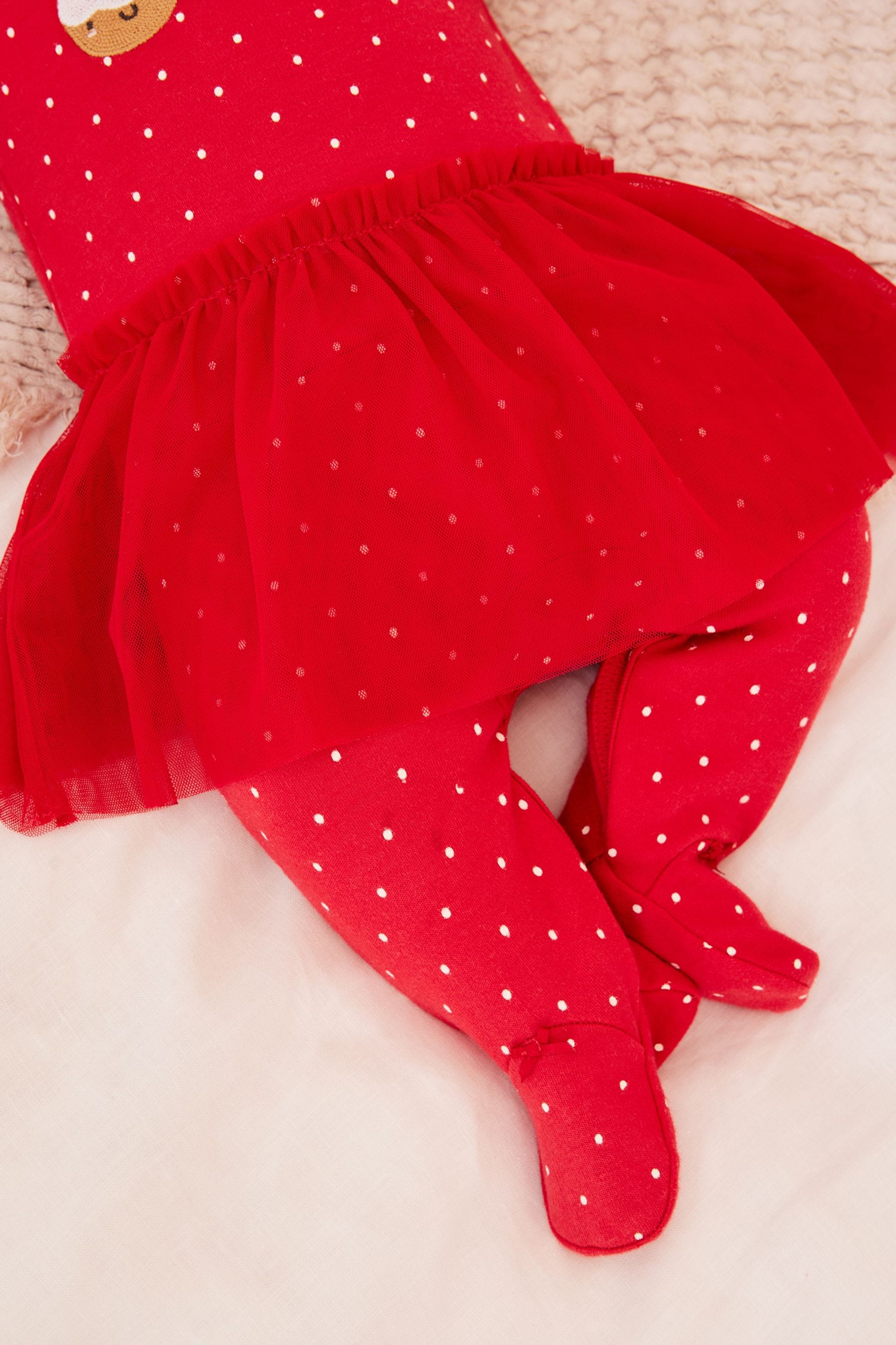 Red Baby Christmas Tutu Sleepsuit (0mths-3yrs)