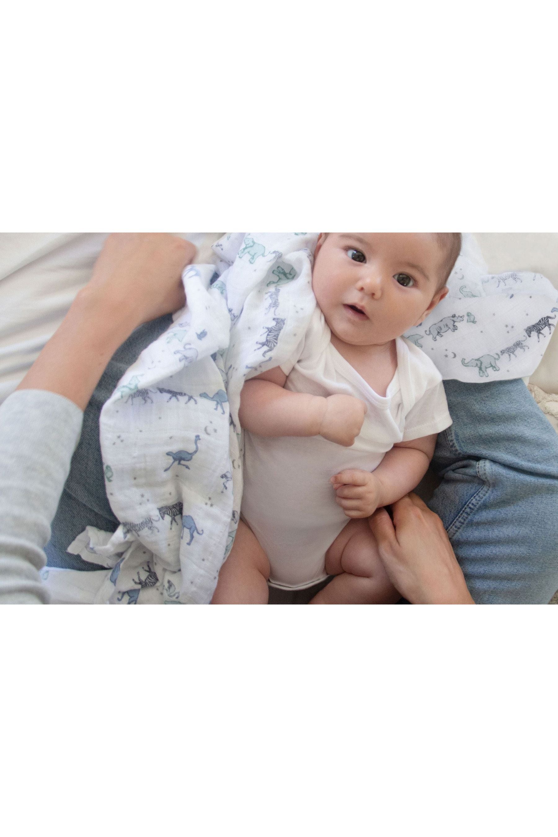 Blue Kids aden + anais™ Large Cotton Muslin Blanket Rising Star