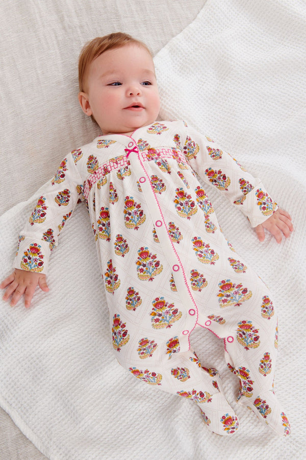 Ecru Paisley Pattern Baby Smart Sleepsuit (0mths-2yrs)