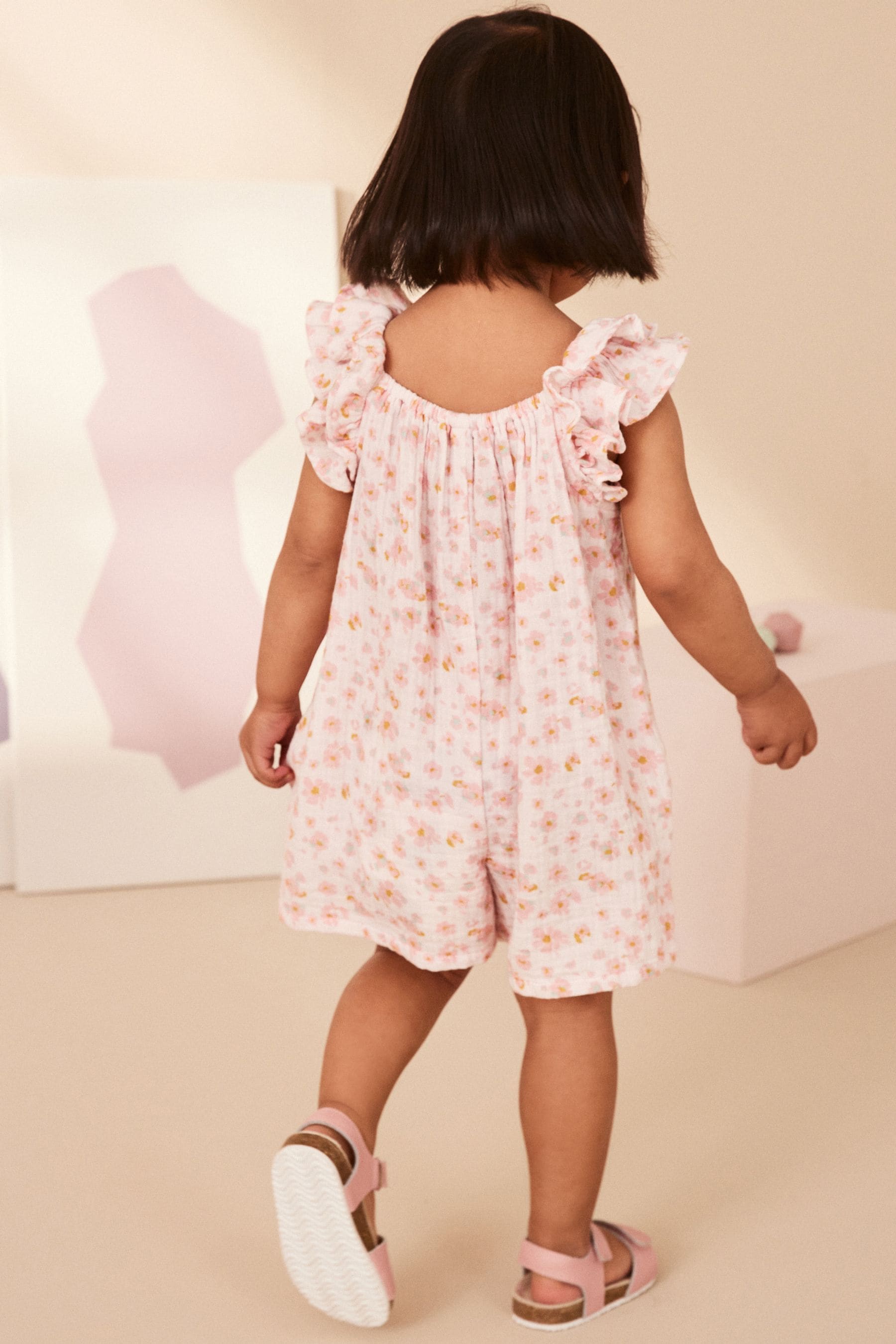 Pink Floral Print Playsuit (3mths-7yrs)