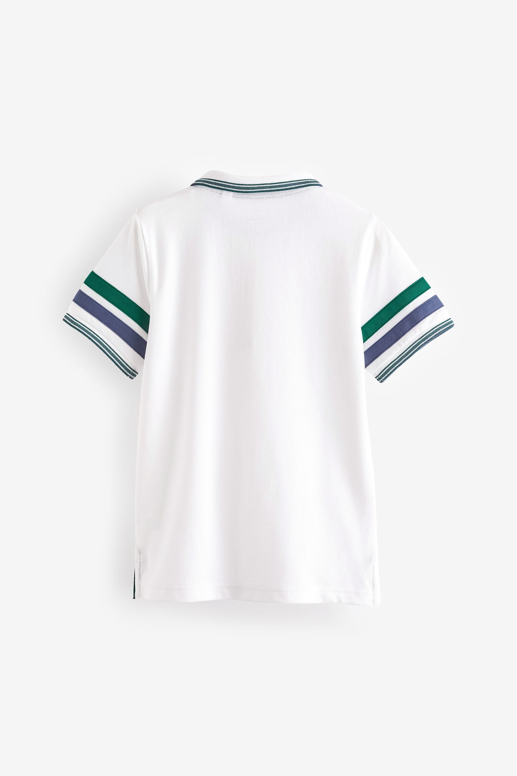 White/Green Colourblock Short Sleeve Polo Shirt (3-16yrs)