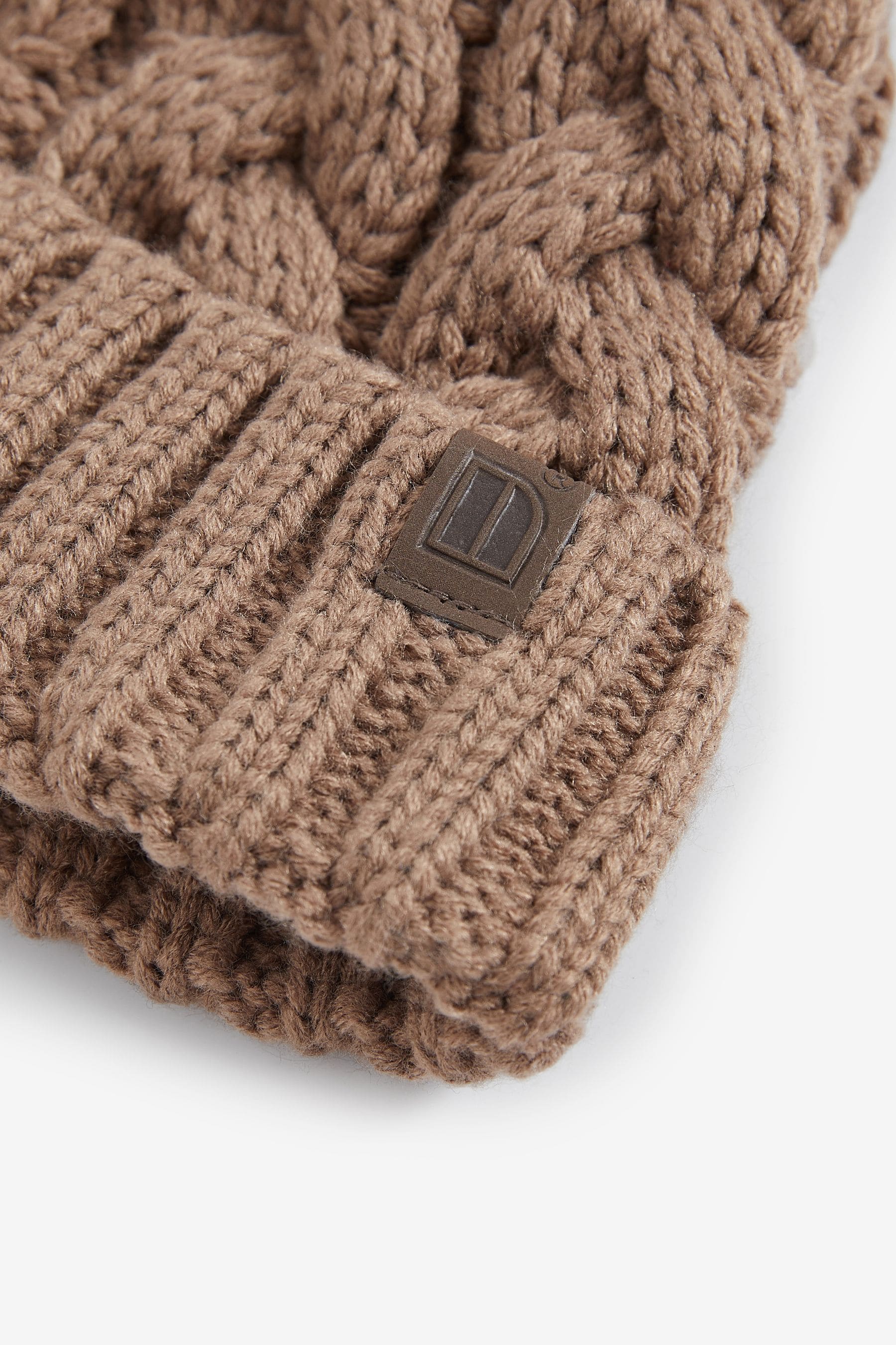 Mocha Brown Knitted Cable Pom Hat (1-16yrs)