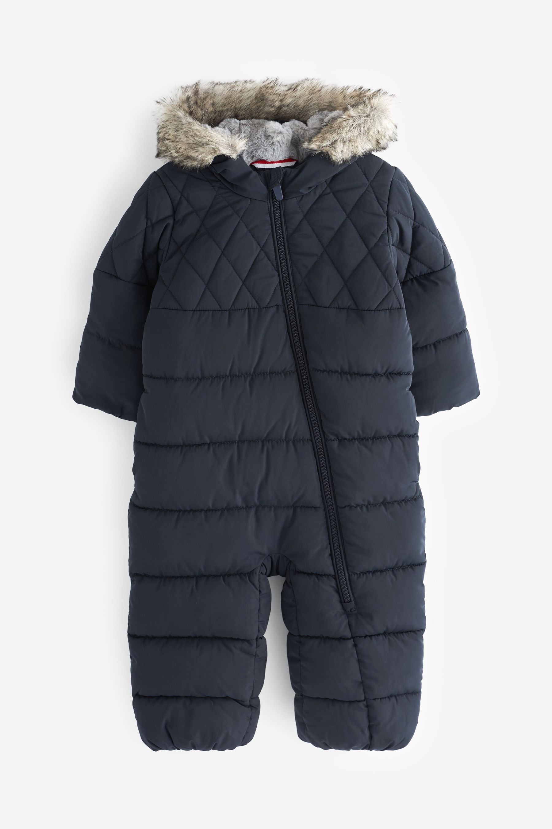 Navy Blue Snowsuit With Faux Fur Hood Trim (3mths-7yrs)