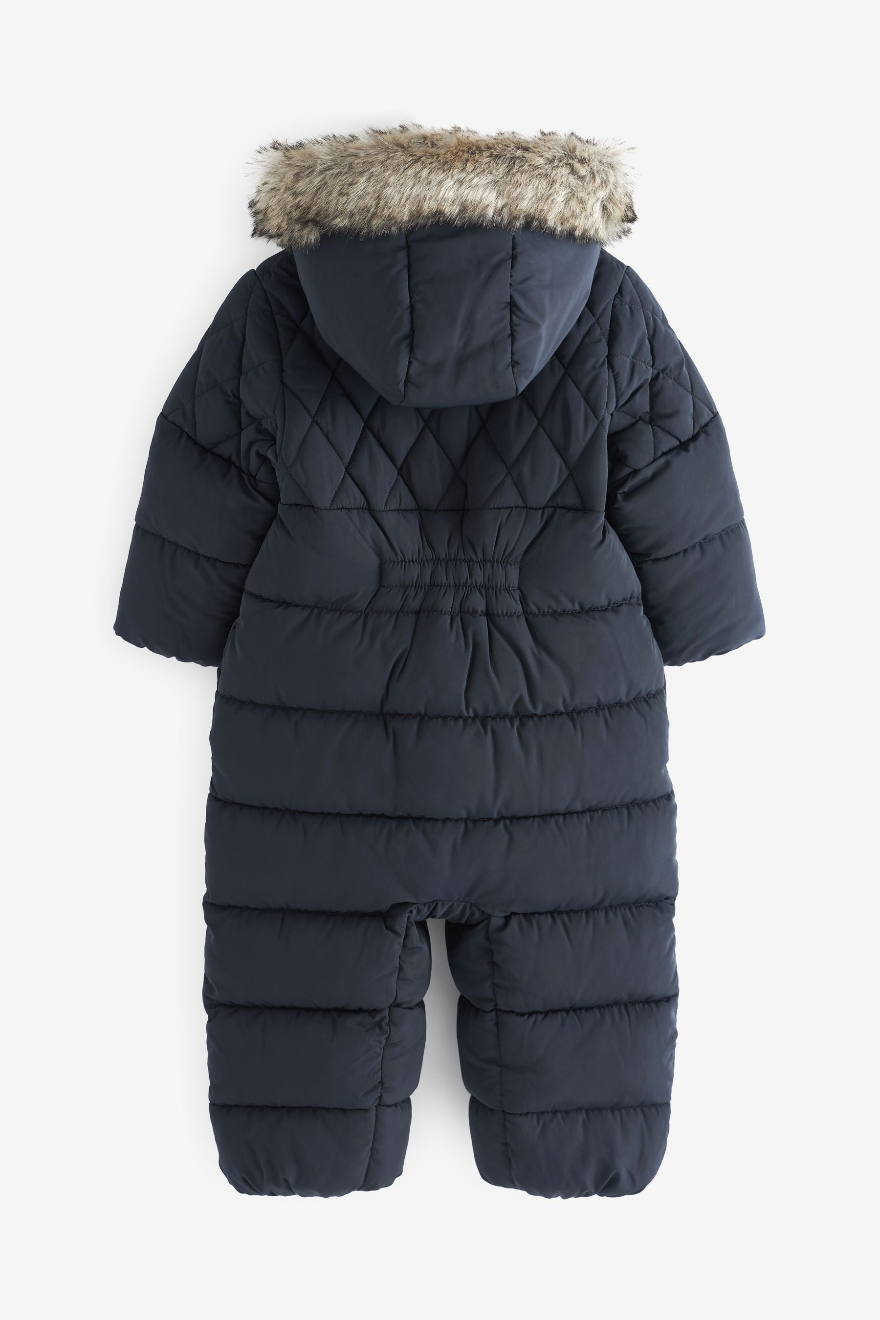 Navy Blue Snowsuit With Faux Fur Hood Trim (3mths-7yrs)