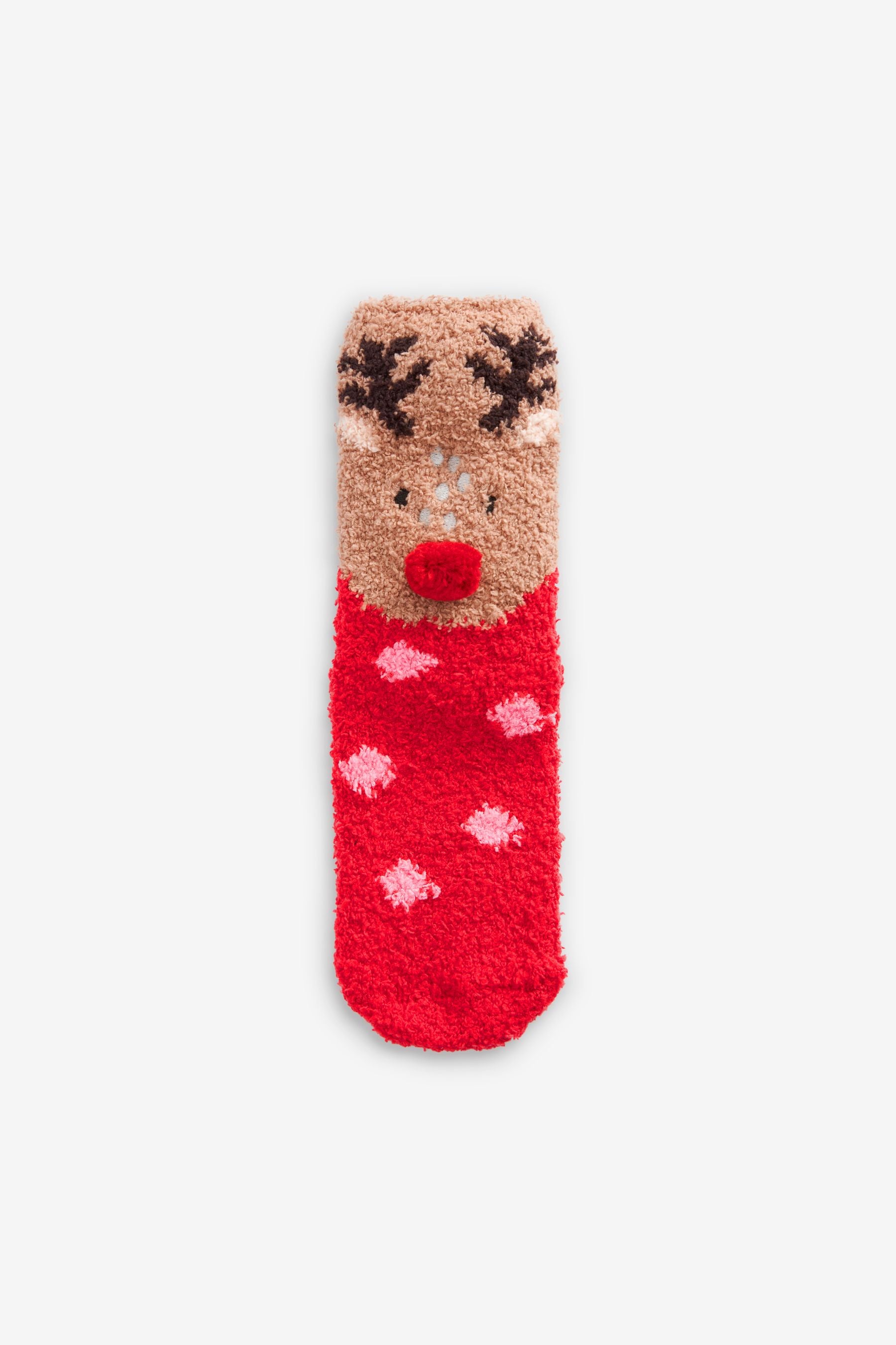 Red and Brown Reindeer Cosy Slippers Socks