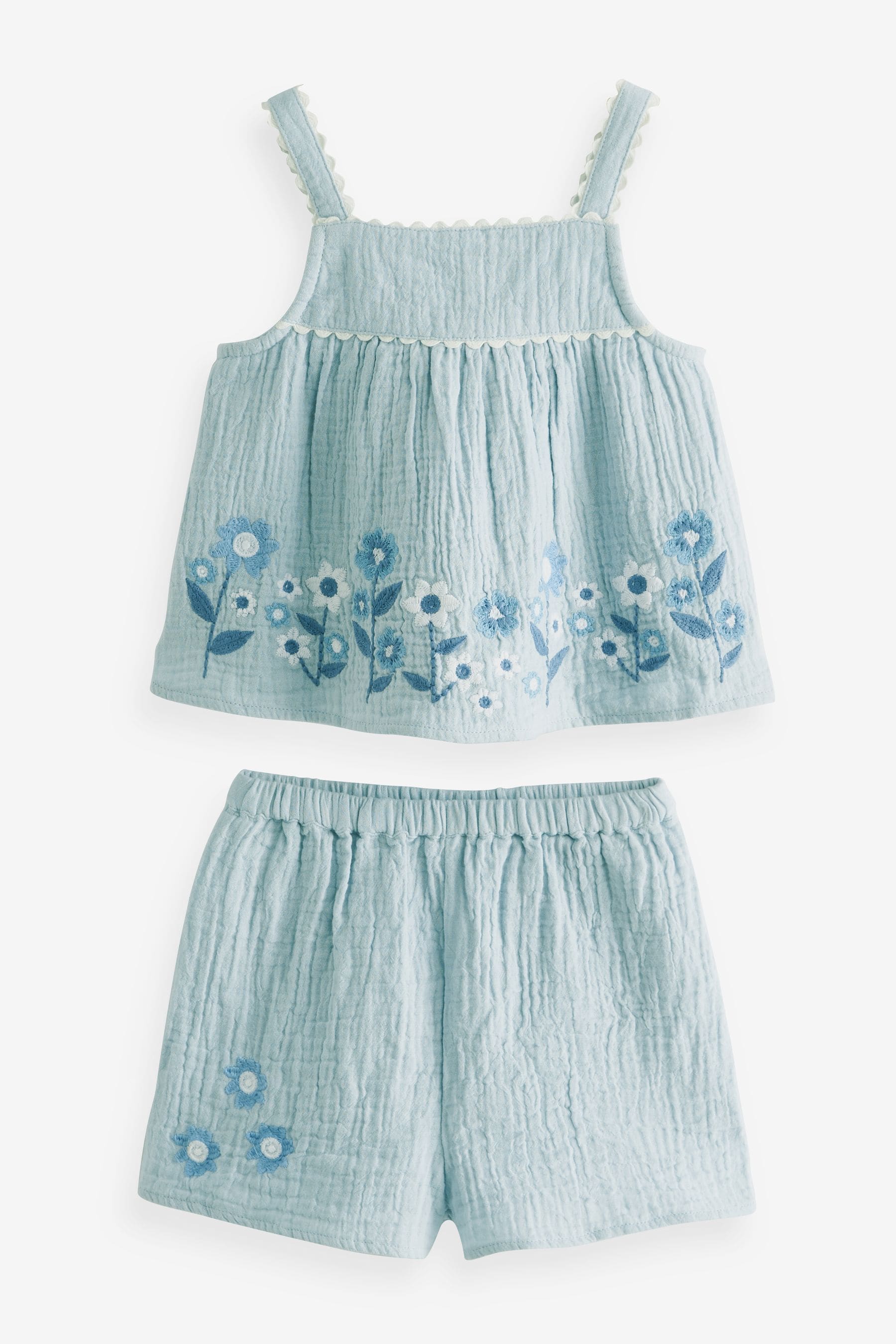 Blue Embroidered Top and Shorts Set (3mths-7yrs)