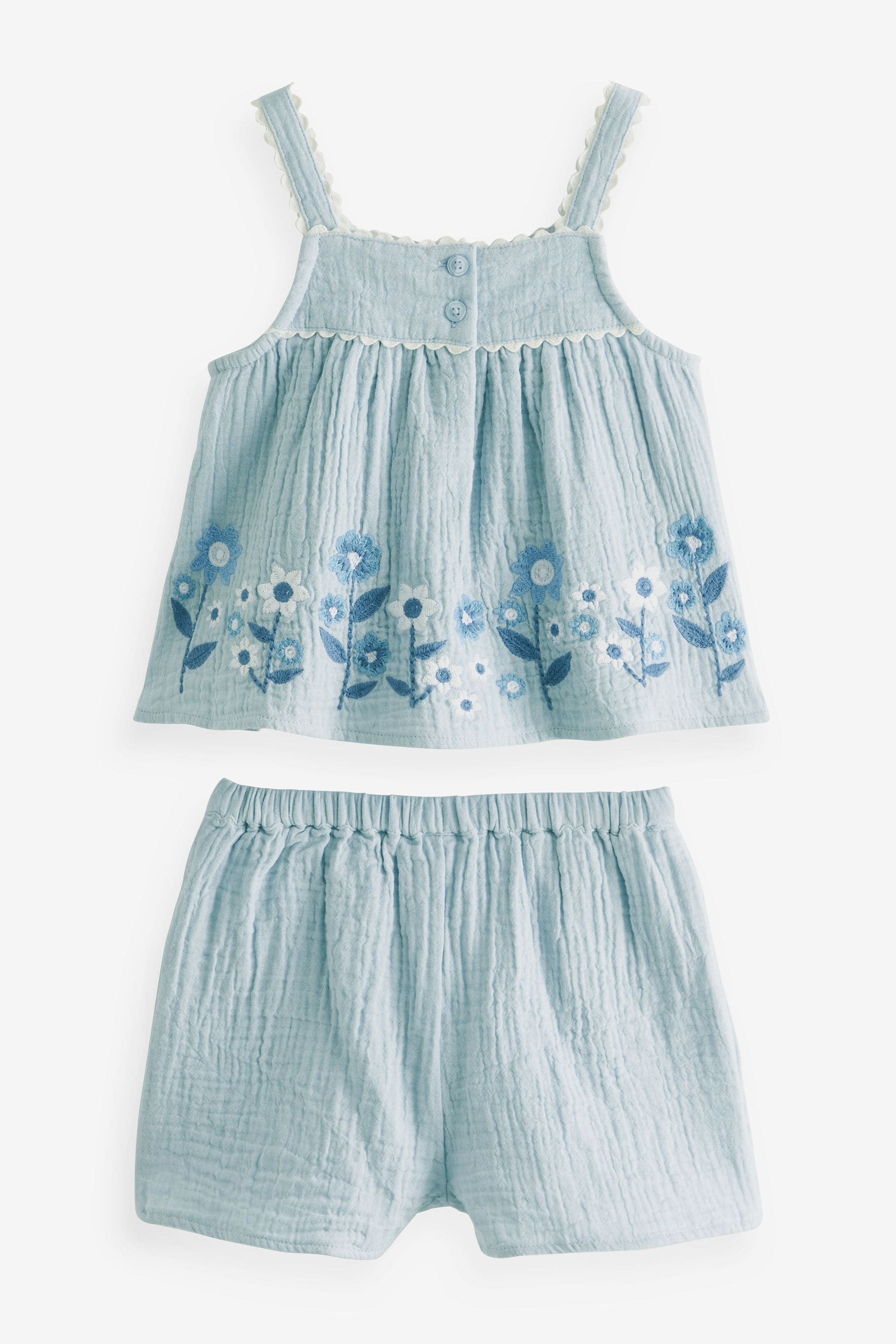 Blue Embroidered Top and Shorts Set (3mths-7yrs)