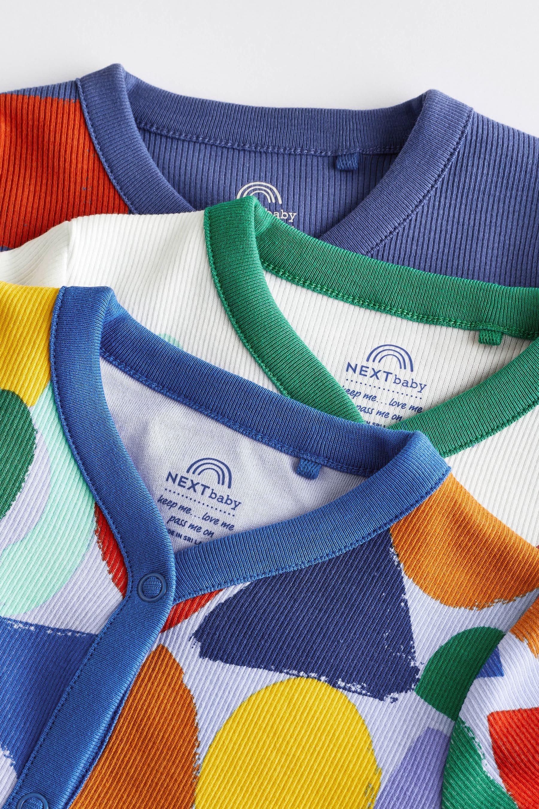 Blue Rainbow Footless Baby Sleepsuit 3 Pack (0mths-3yrs)