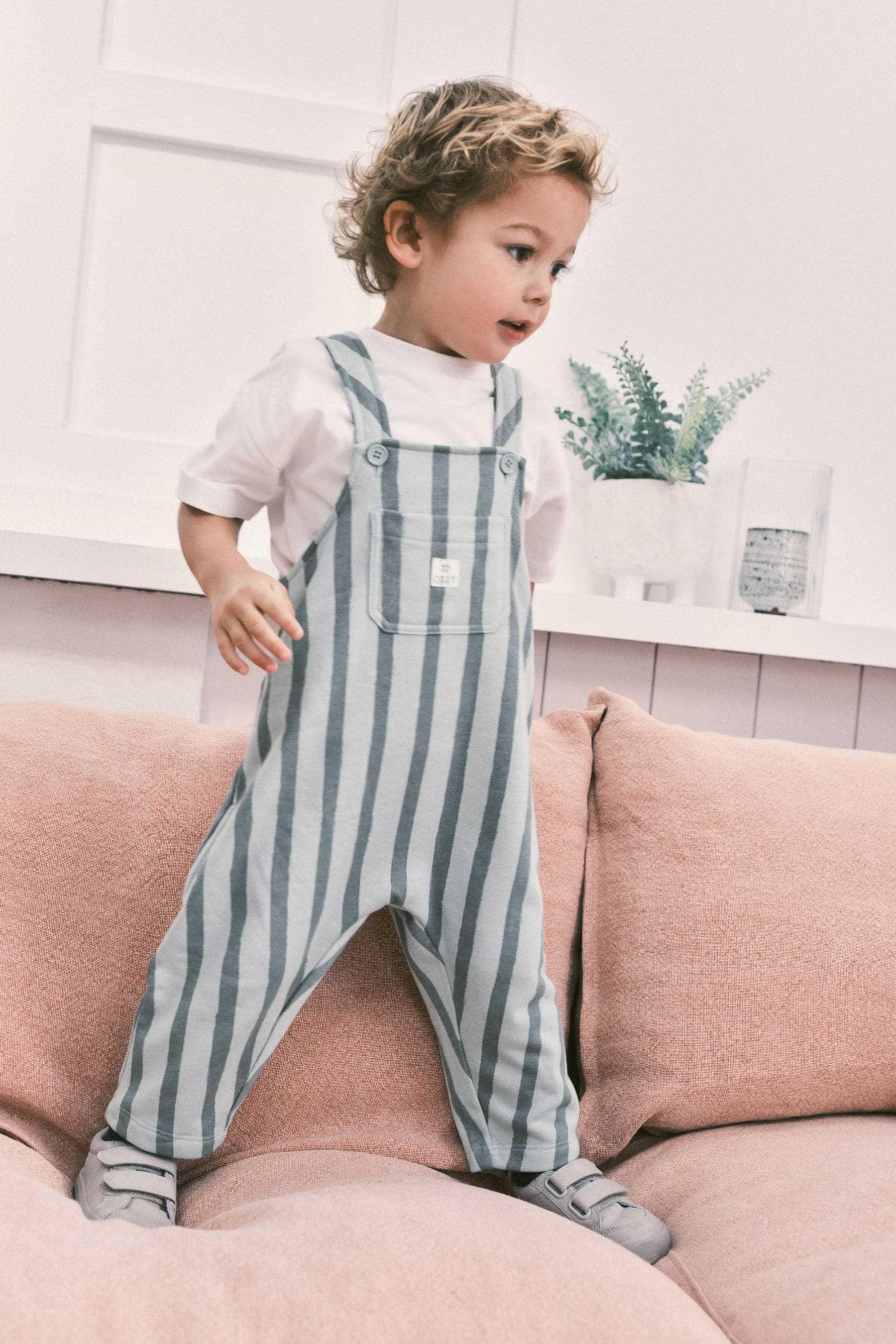 Mineral Green Stripe Dungarees Set (3mths-7yrs)