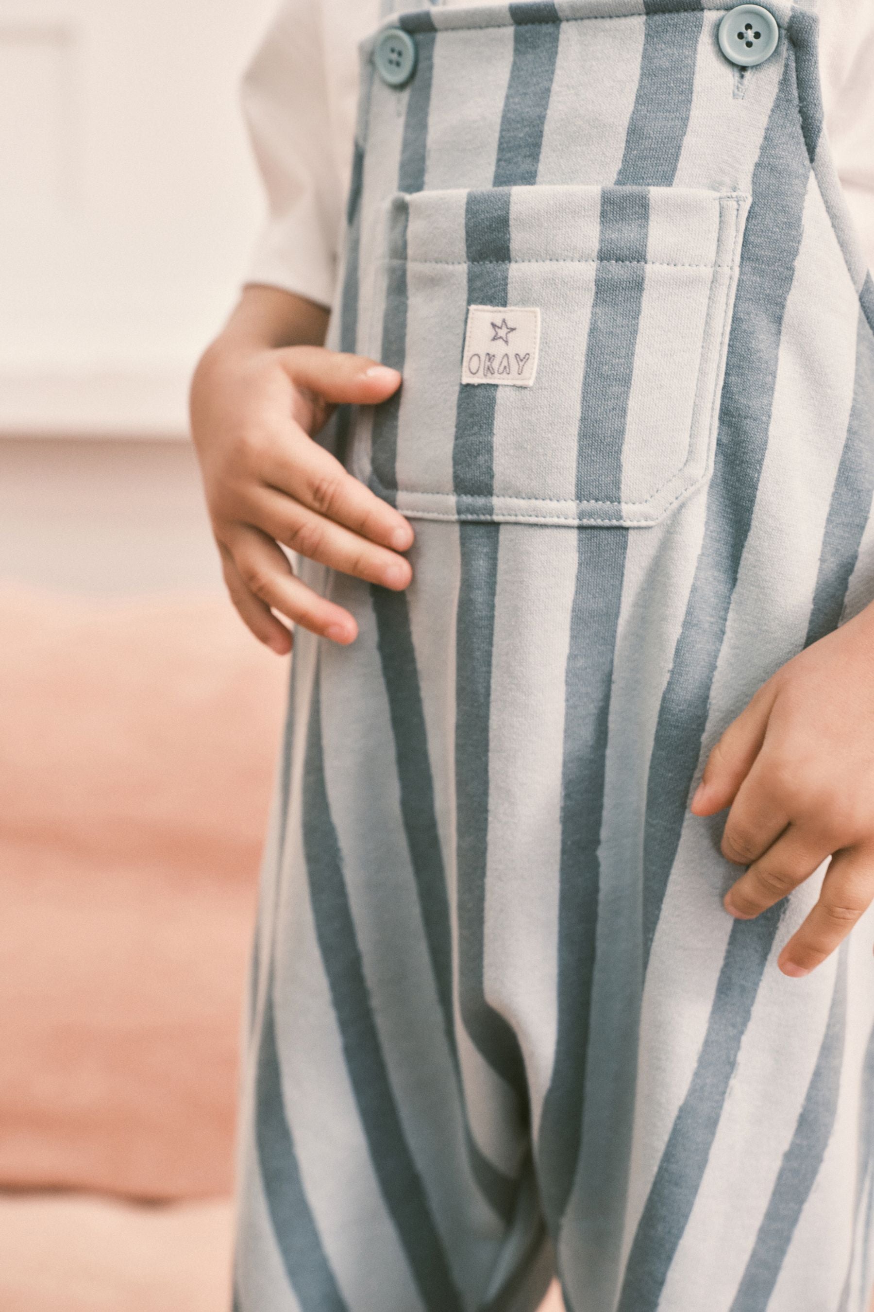 Mineral Green Stripe Dungarees Set (3mths-7yrs)