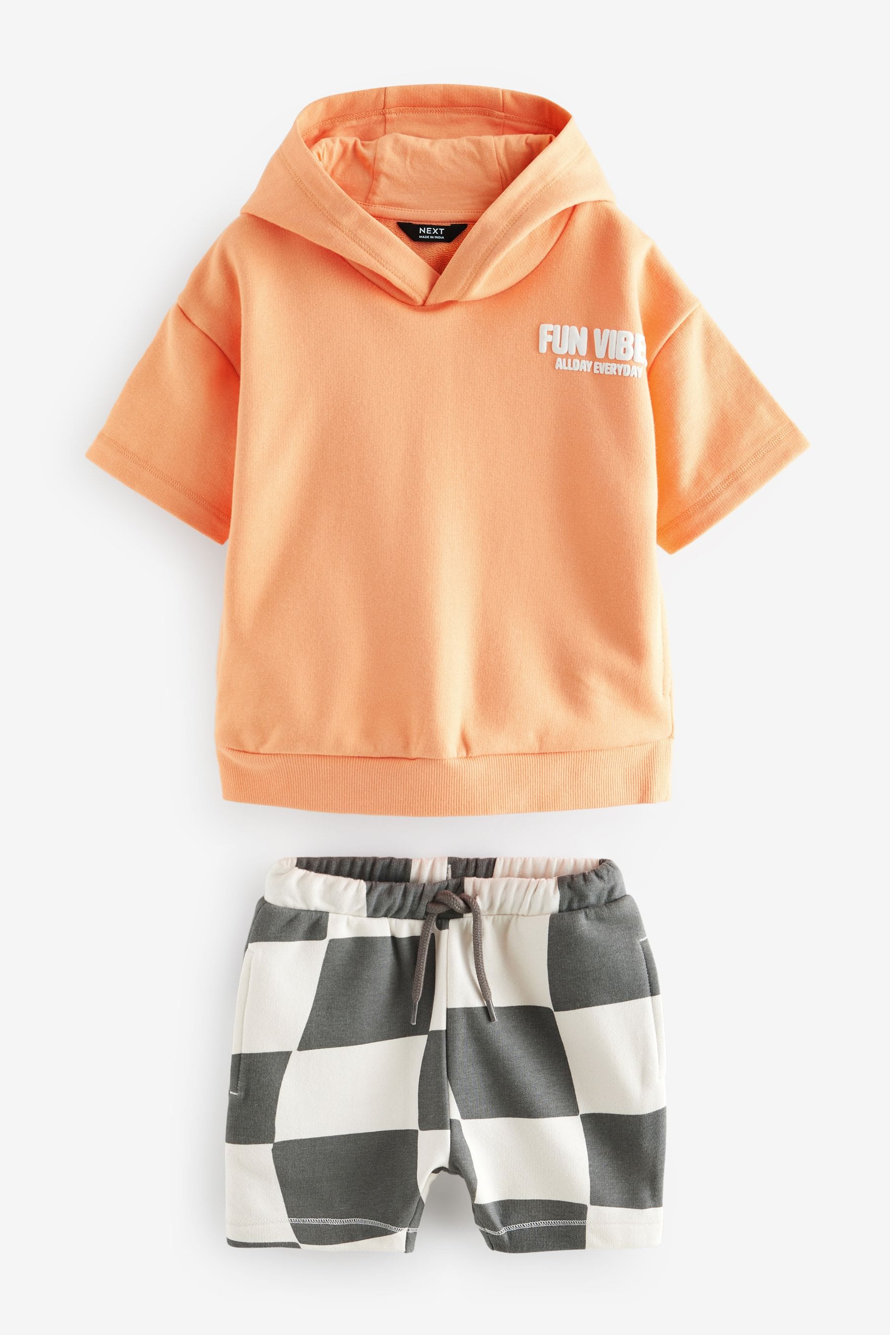 Orange Short Sleeve Hooded Sweatshirt and Shorts Set (3mths-7yrs)