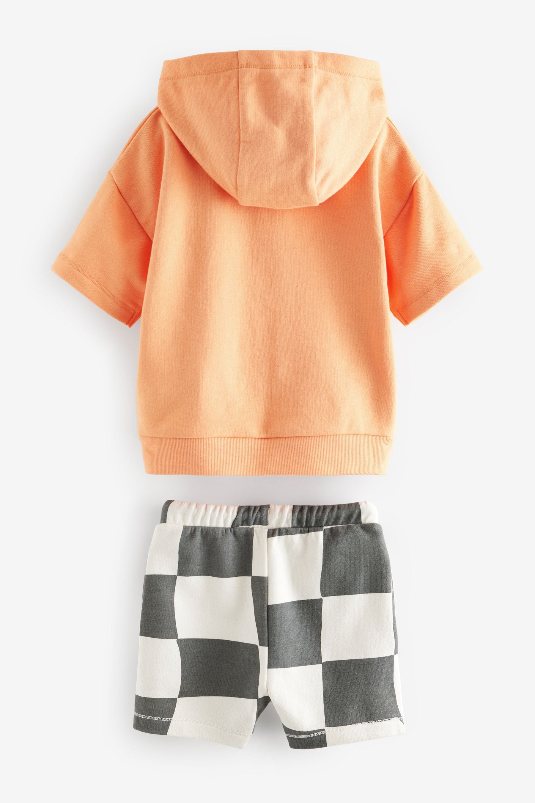 Orange Short Sleeve Hooded Sweatshirt and Shorts Set (3mths-7yrs)