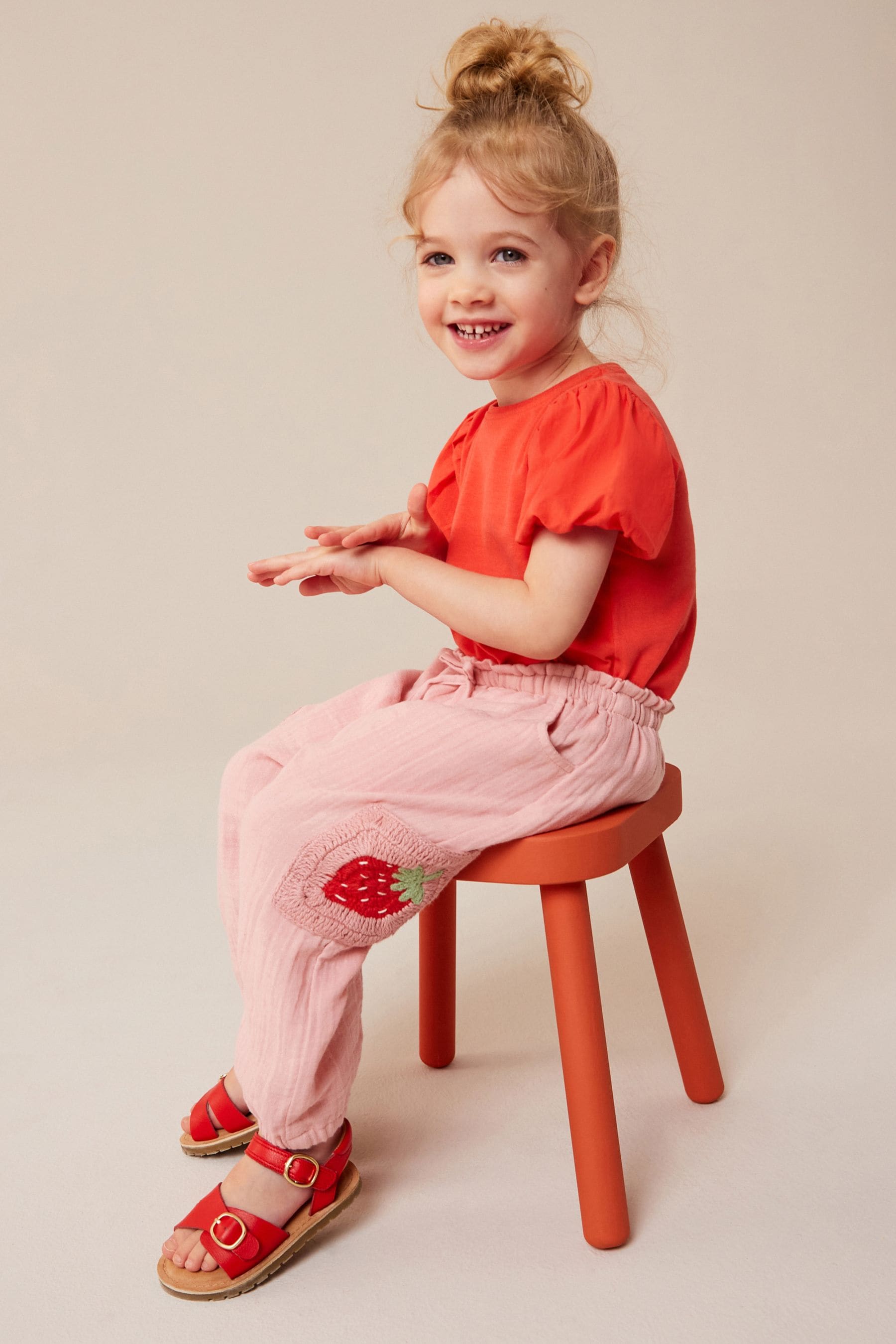 Pink Crochet Pocket Trousers (3mths-7yrs)