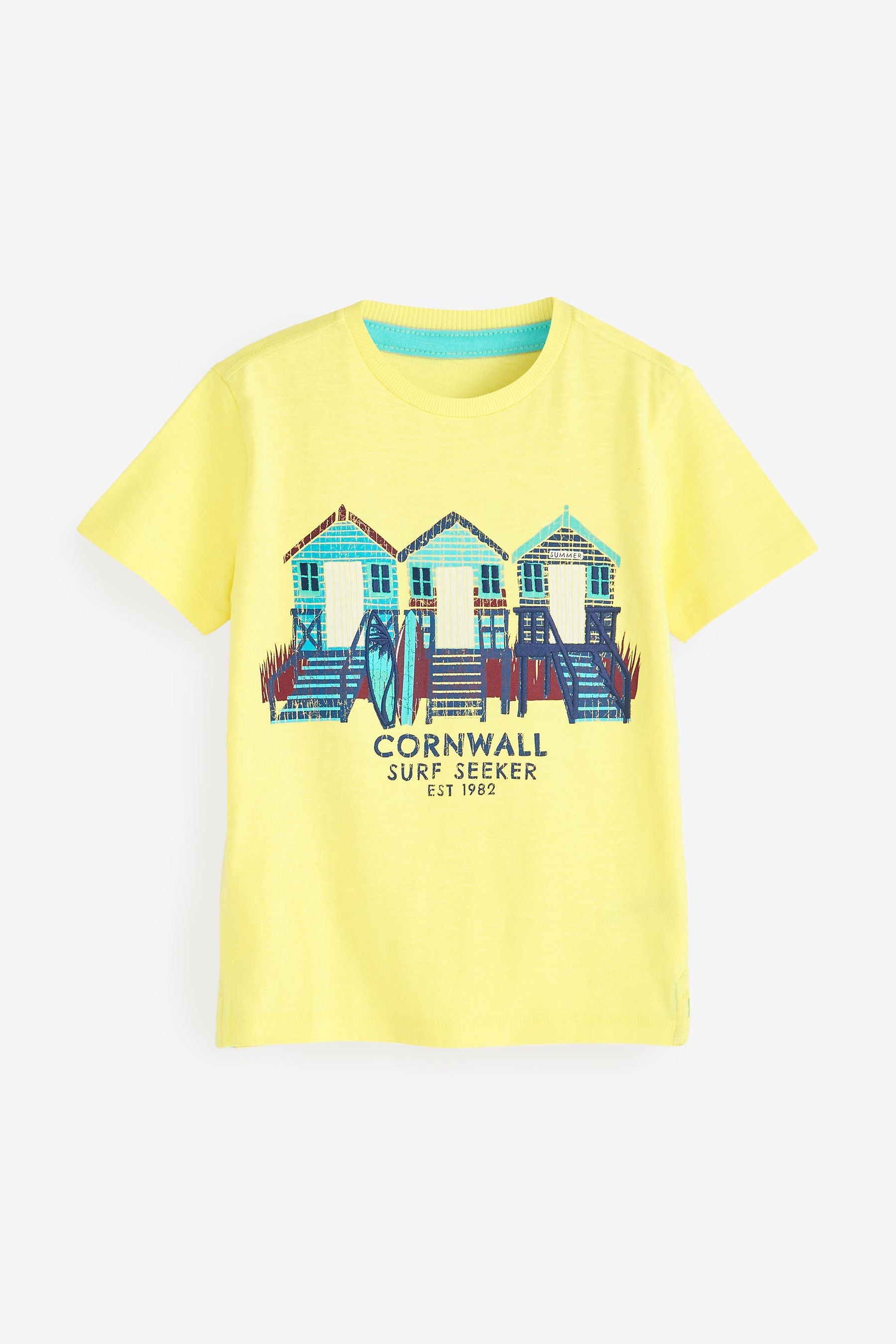 Yellow Beach Huts Short Sleeve Graphic T-Shirt (3-16yrs)