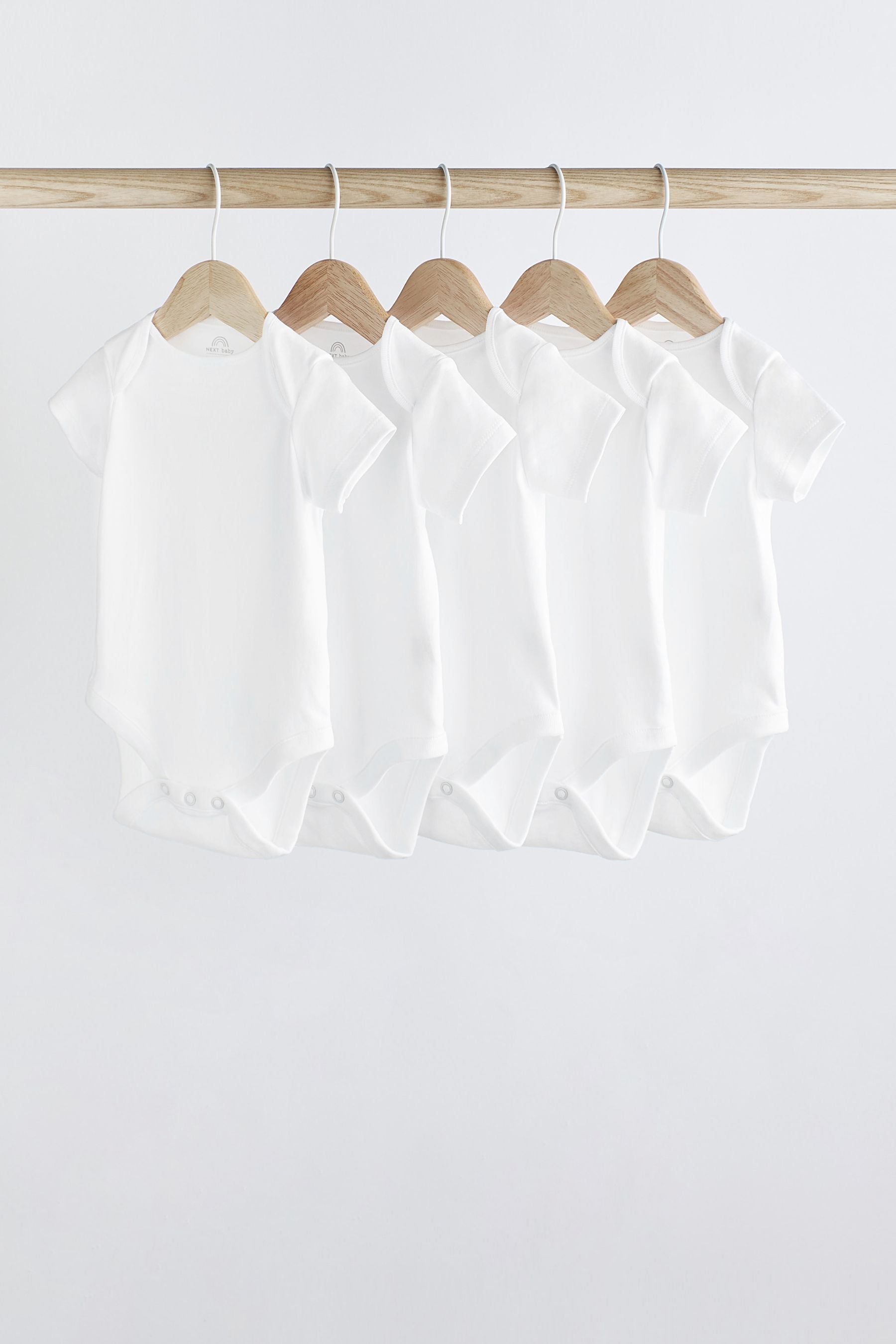 White Essential Baby Short Sleeve Bodysuits