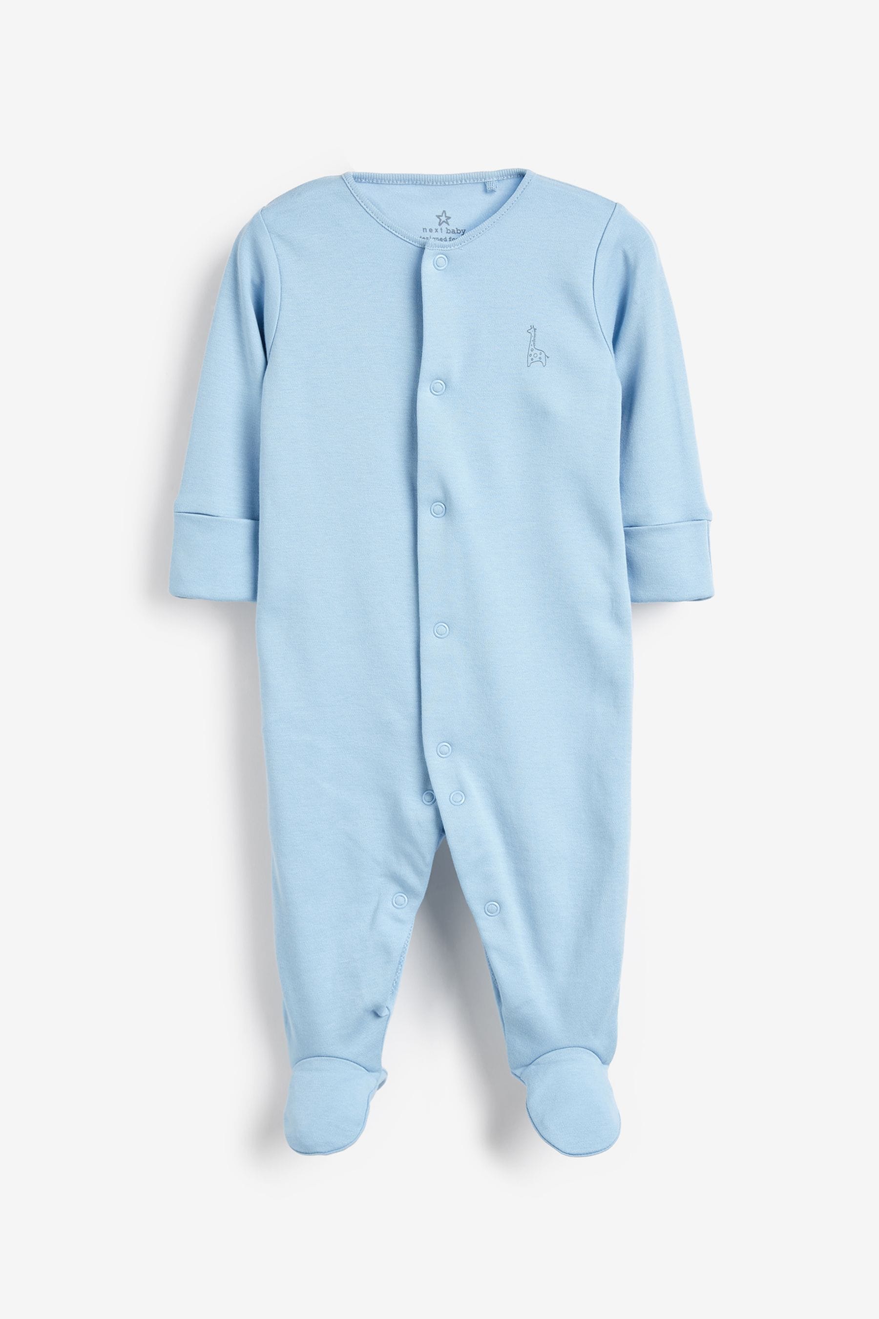 Blue/White Cotton Baby Sleepsuits (0-2yrs)