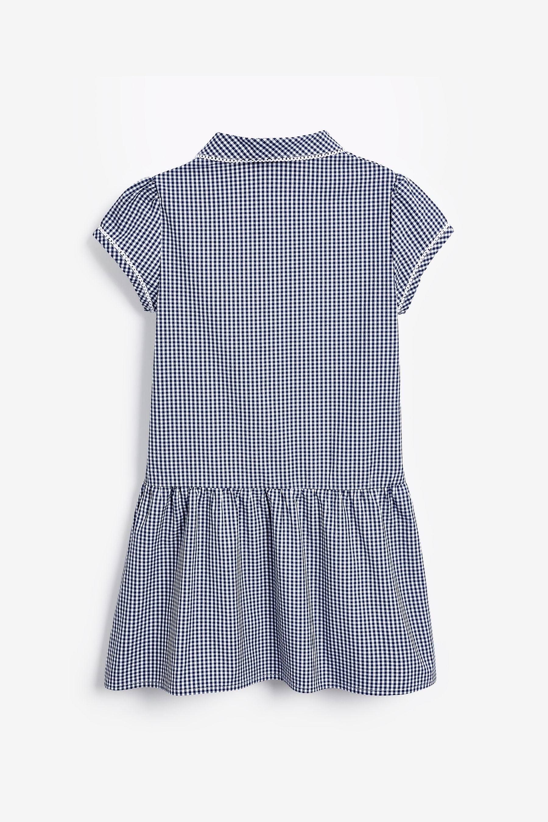 Navy Cotton Rich Drop Waist Gingham School Dress (3-14yrs)