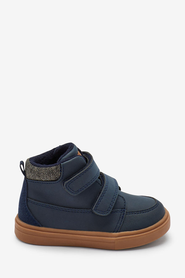 Navy Warm Lined Touch Fastening Boots