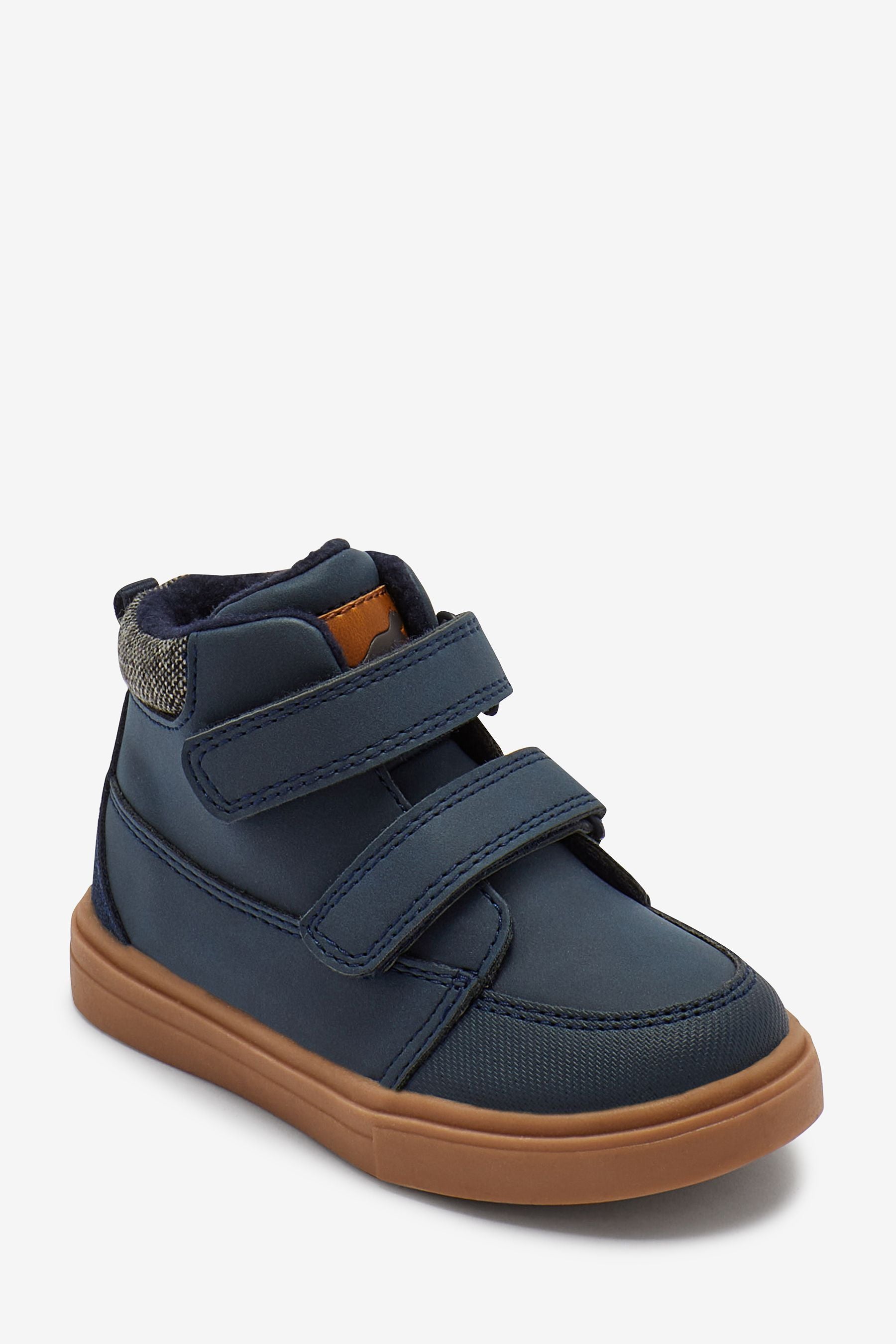 Navy Warm Lined Touch Fastening Boots