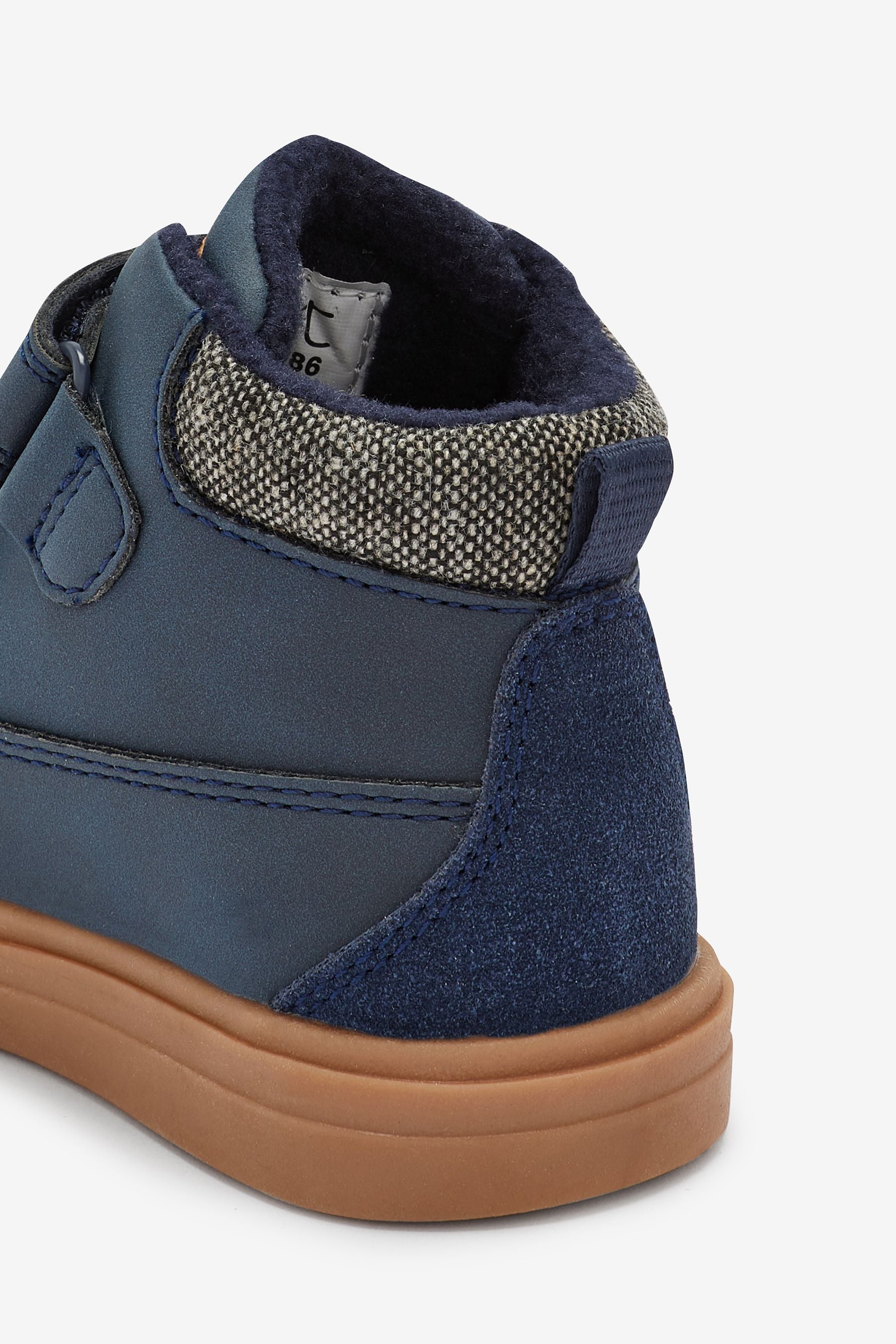 Navy Warm Lined Touch Fastening Boots