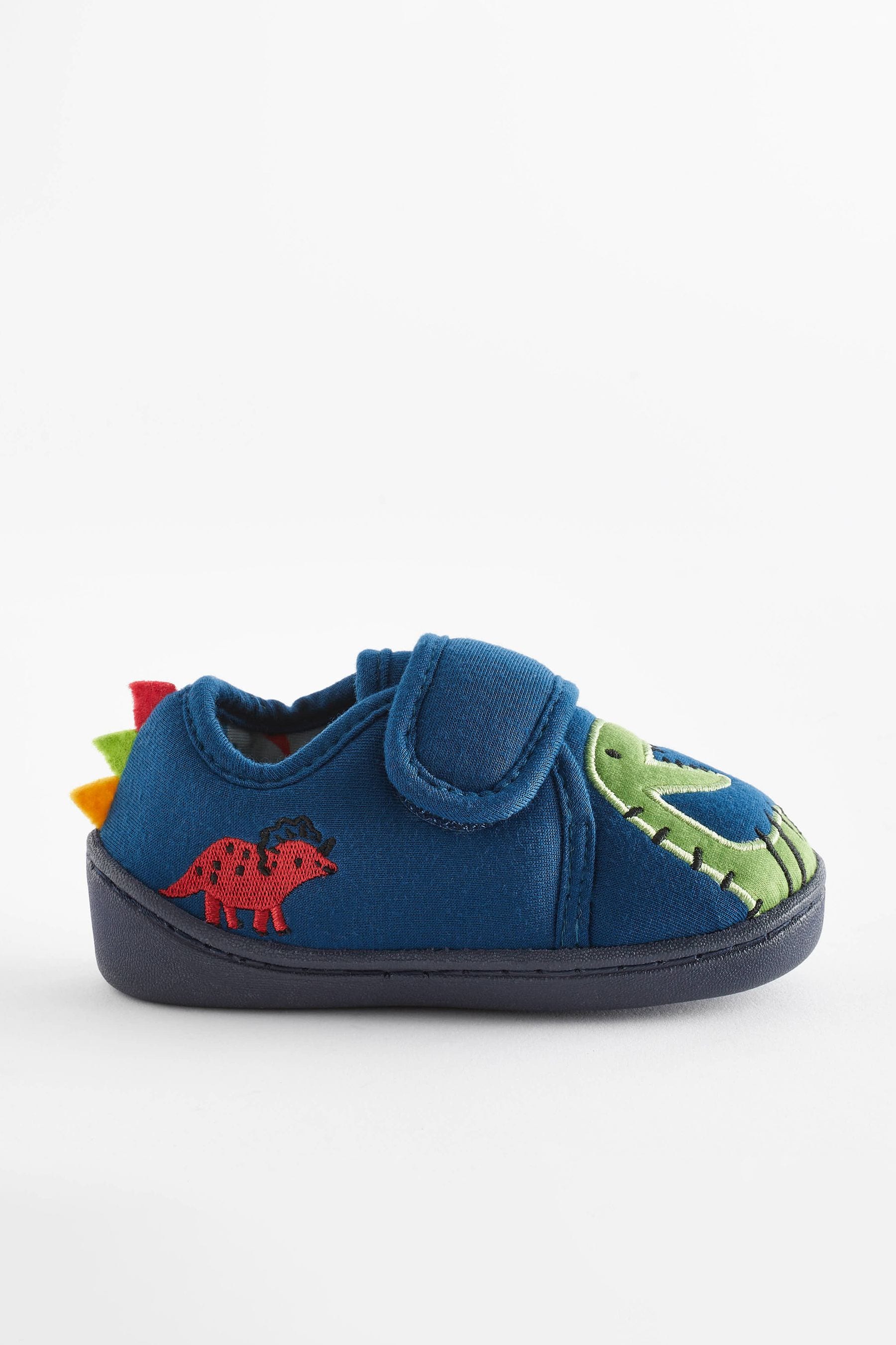 Navy Dinosaur Touch Fastening Cupsole Print Slippers