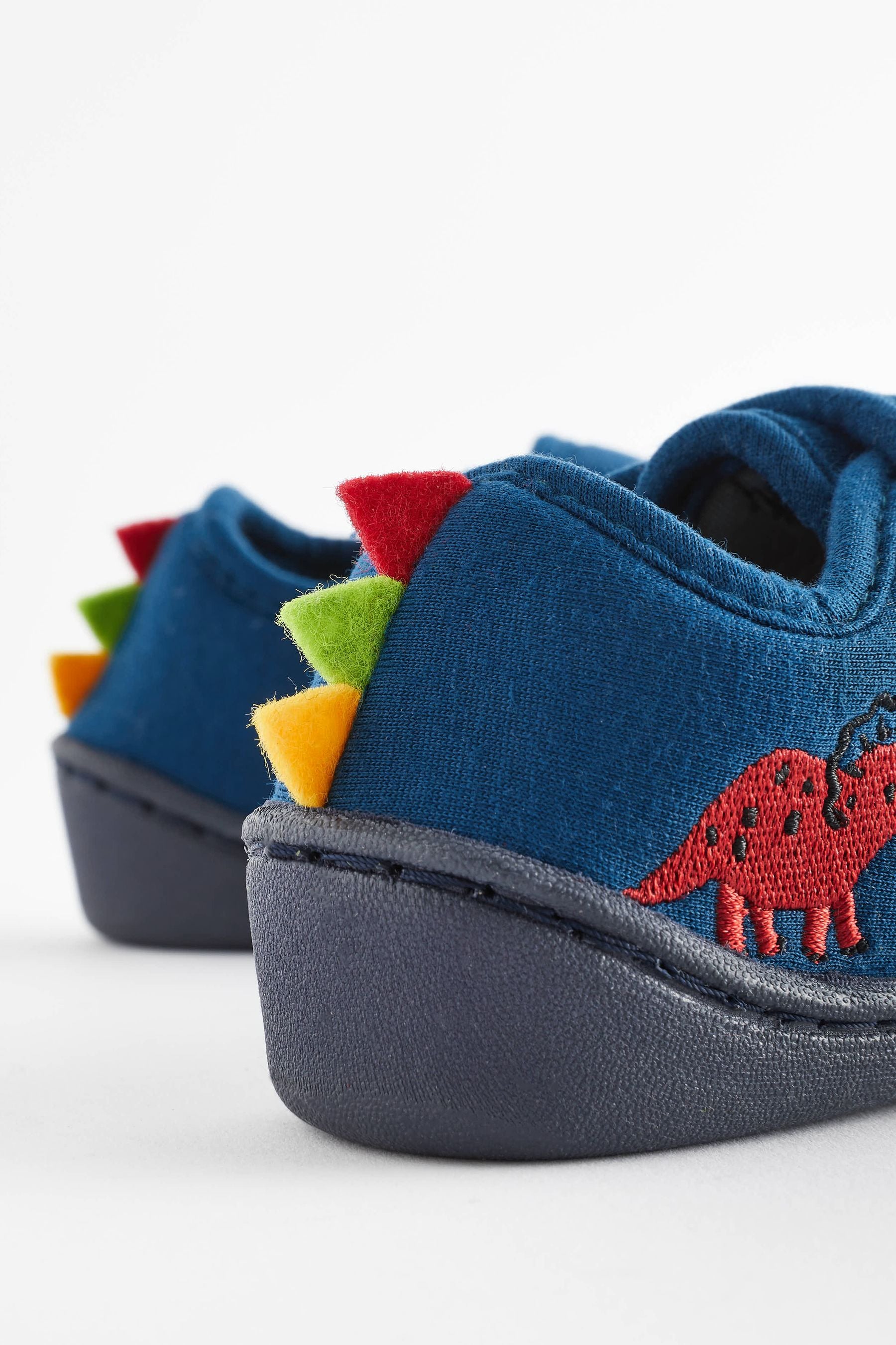 Navy Dinosaur Touch Fastening Cupsole Print Slippers