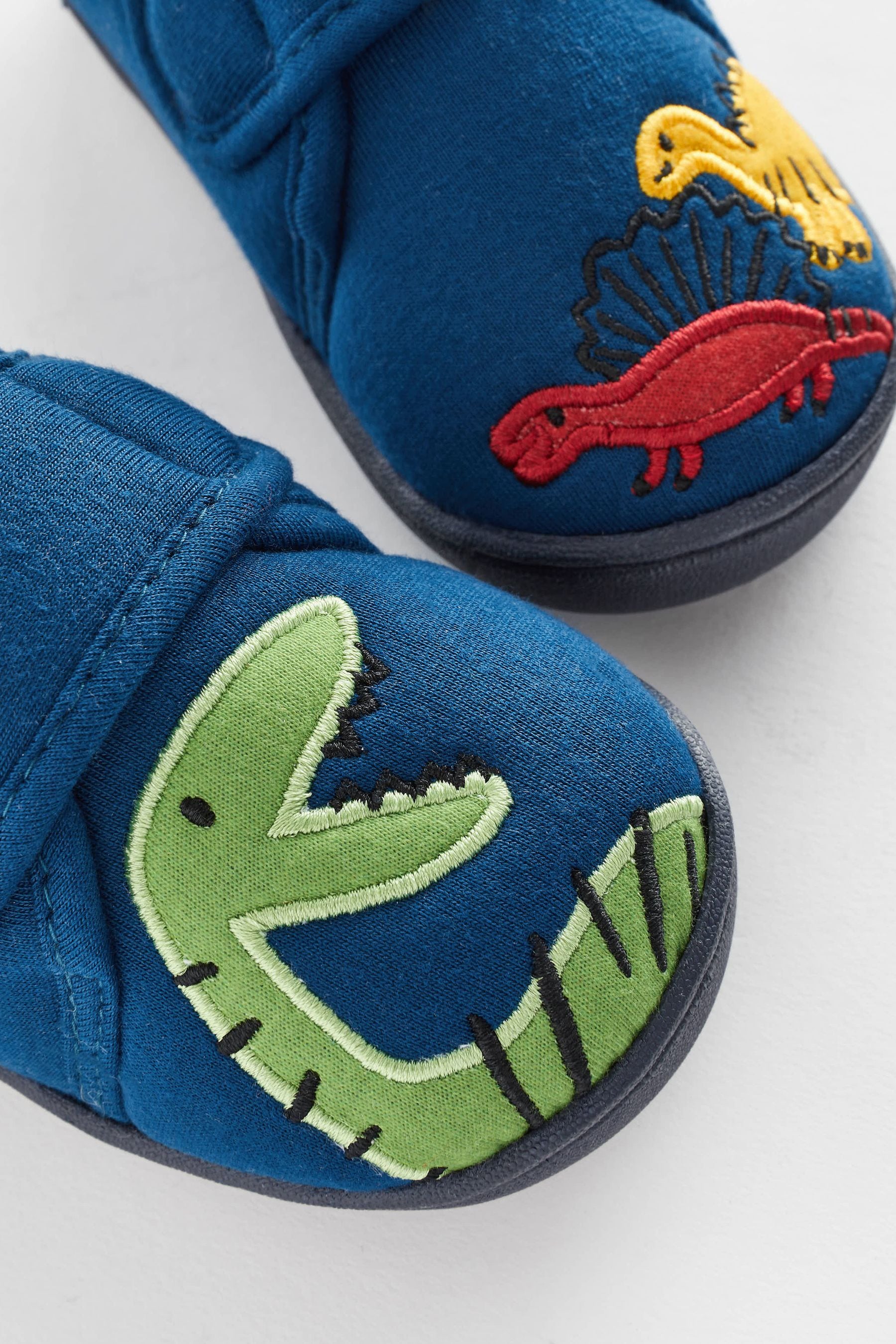 Navy Dinosaur Touch Fastening Cupsole Print Slippers