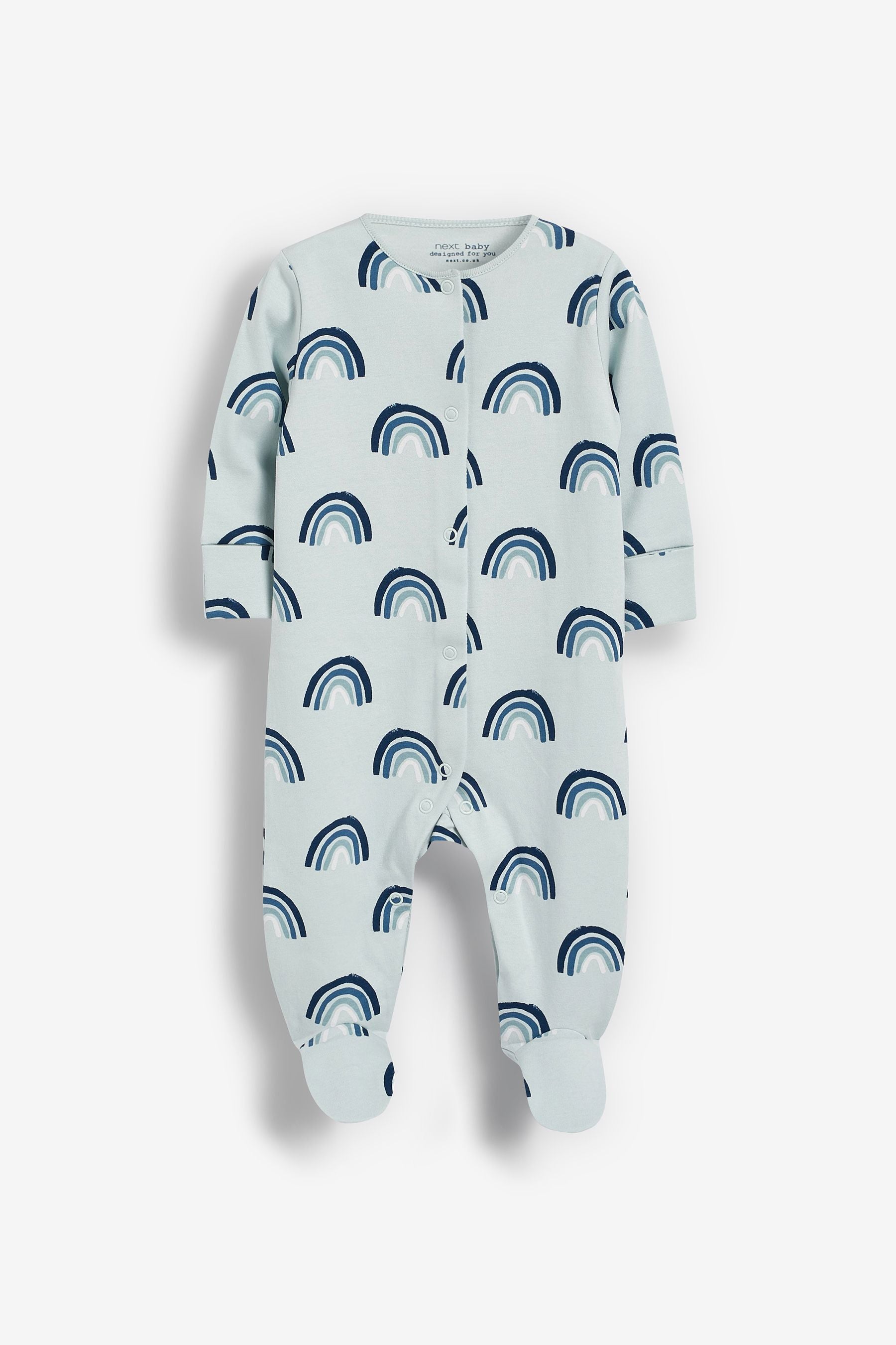 Blue Elephants 3 Pack Baby Sleepsuits (0-2yrs)