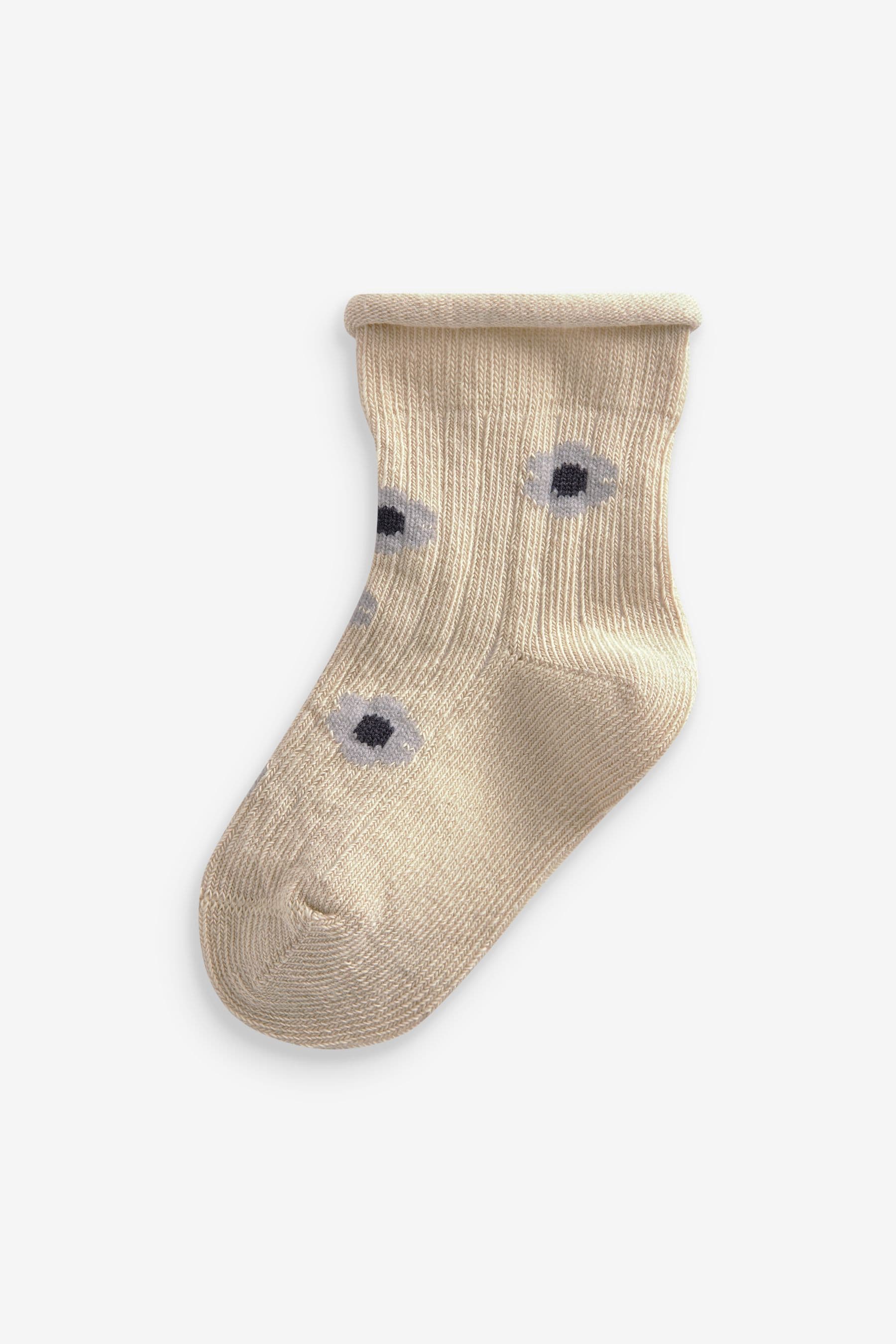 Grey White Flower Baby Socks 4 Packs (0mths-2yrs)