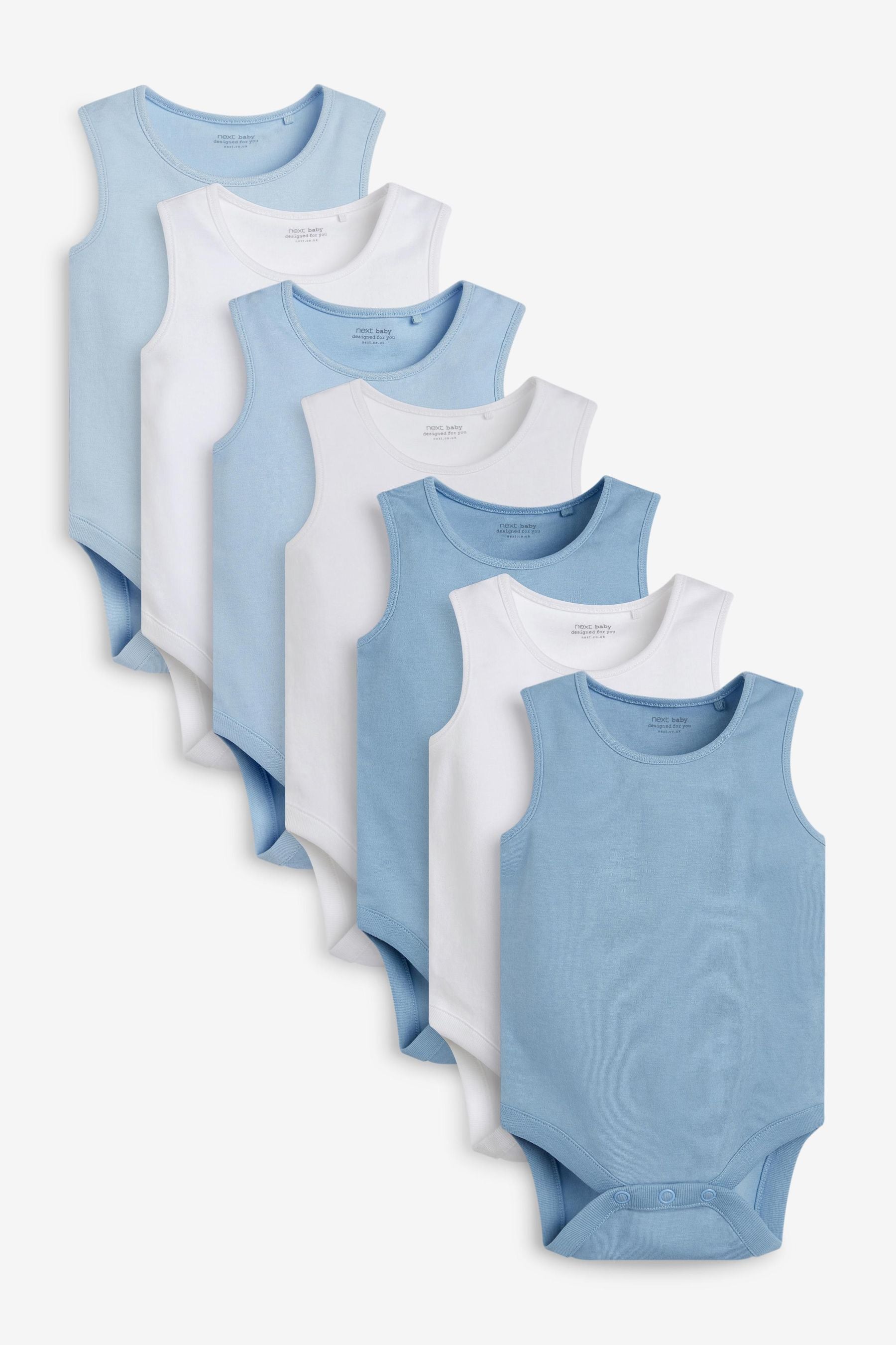 Blue Baby 5 Pack Vest Bodysuits