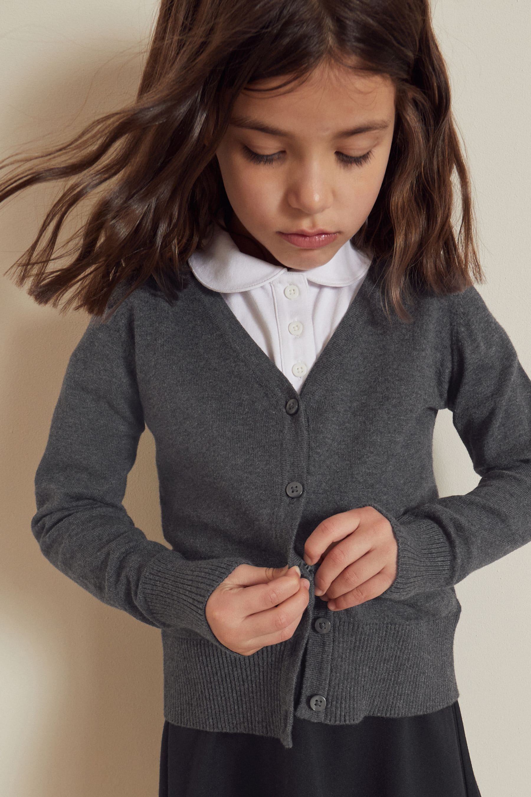 Grey Cotton Rich School V-Neck Cardigan (3-16yrs)