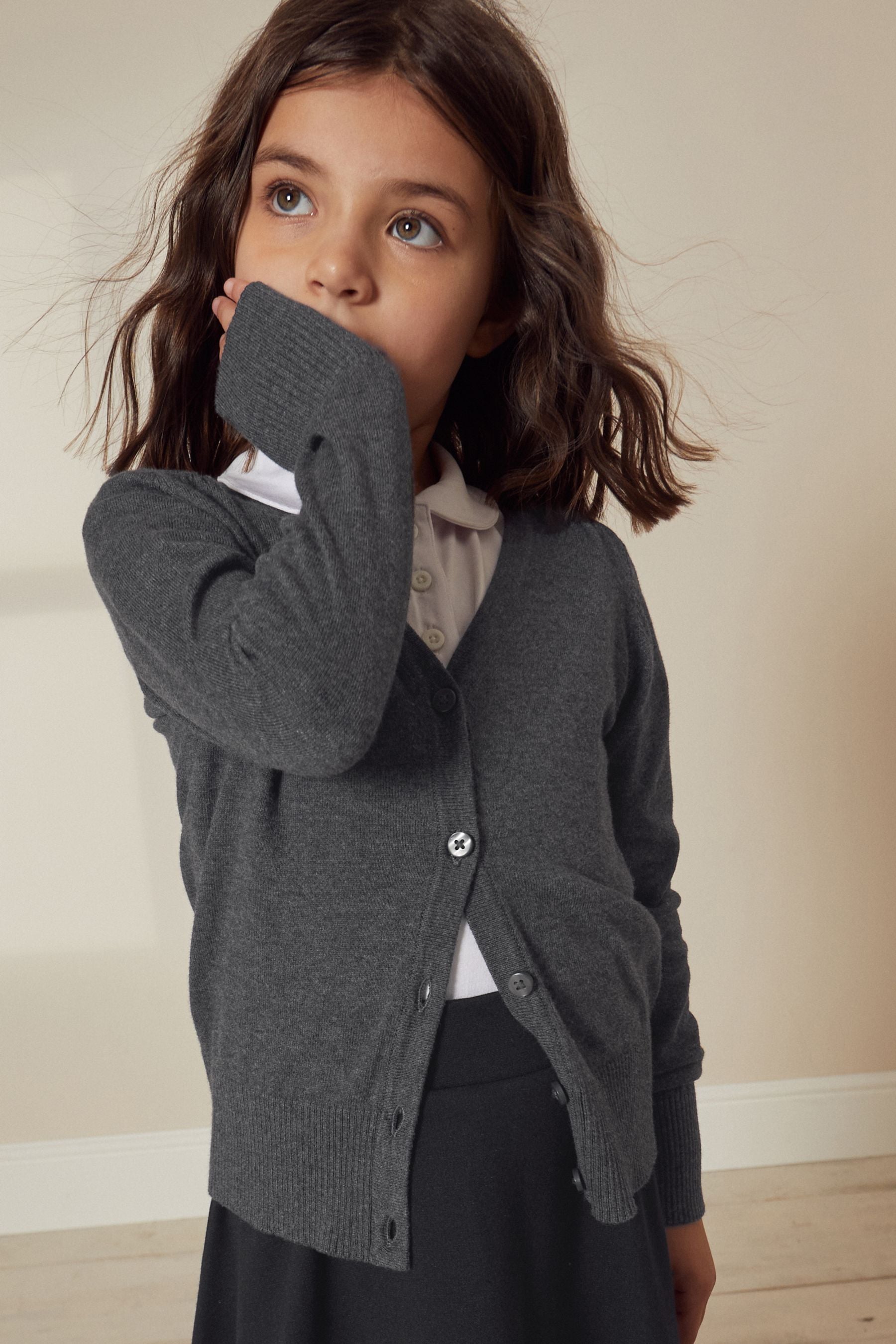 Grey Cotton Rich School V-Neck Cardigan (3-16yrs)