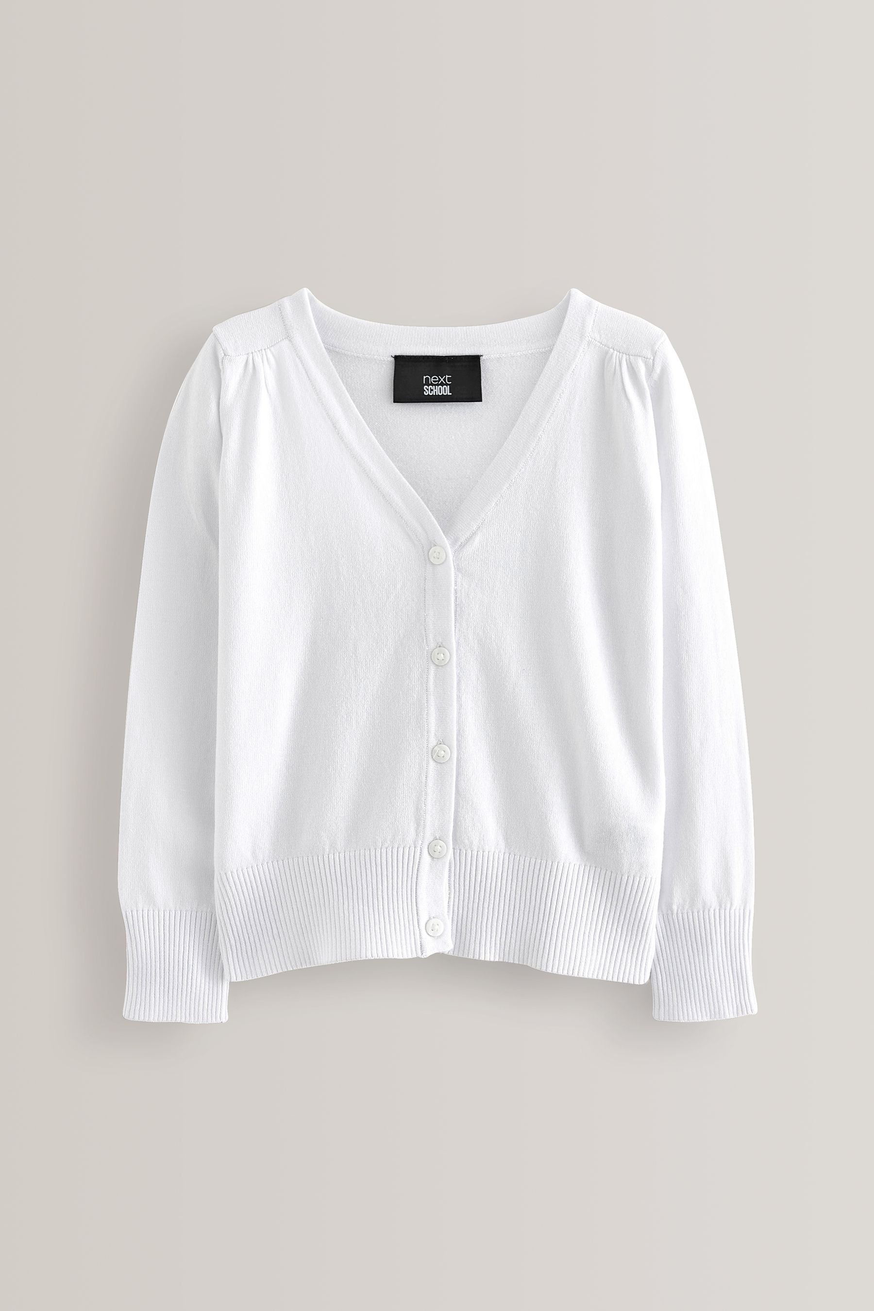 White Cotton Rich School V-Neck Cardigan (3-16yrs)