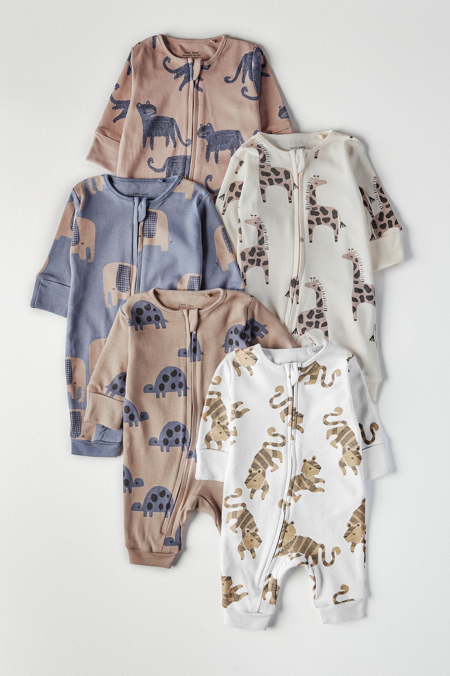 Blue/Grey Character 5 Pack Baby Sleepsuits (0mths-2yrs)