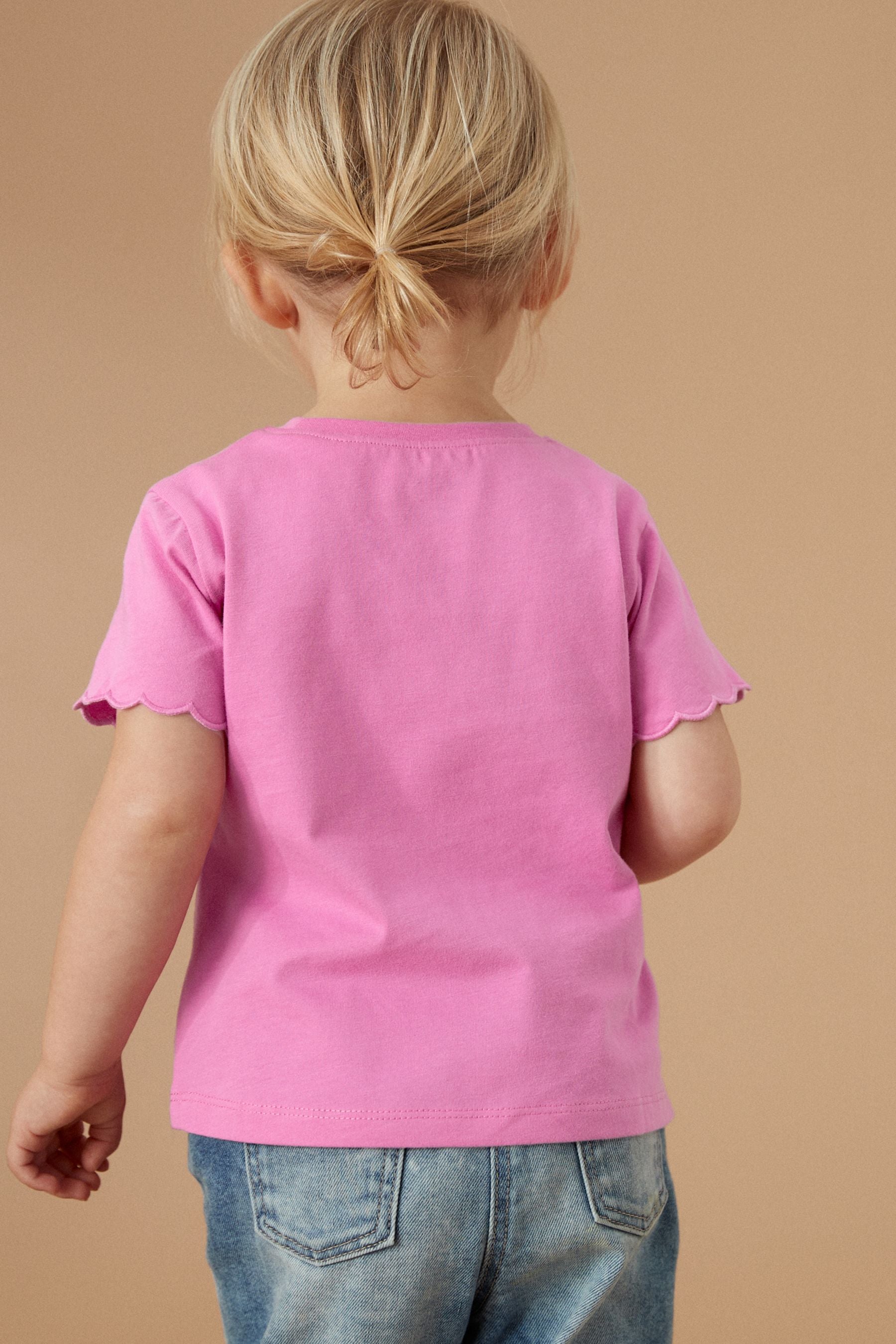 Bright Pink Short Sleeve Scallop T-Shirt (3mths-7yrs)