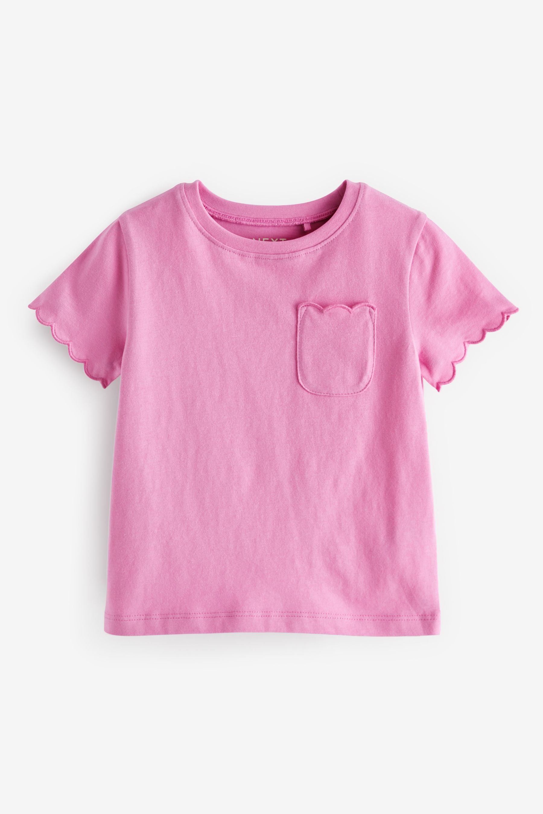 Bright Pink Short Sleeve Scallop T-Shirt (3mths-7yrs)