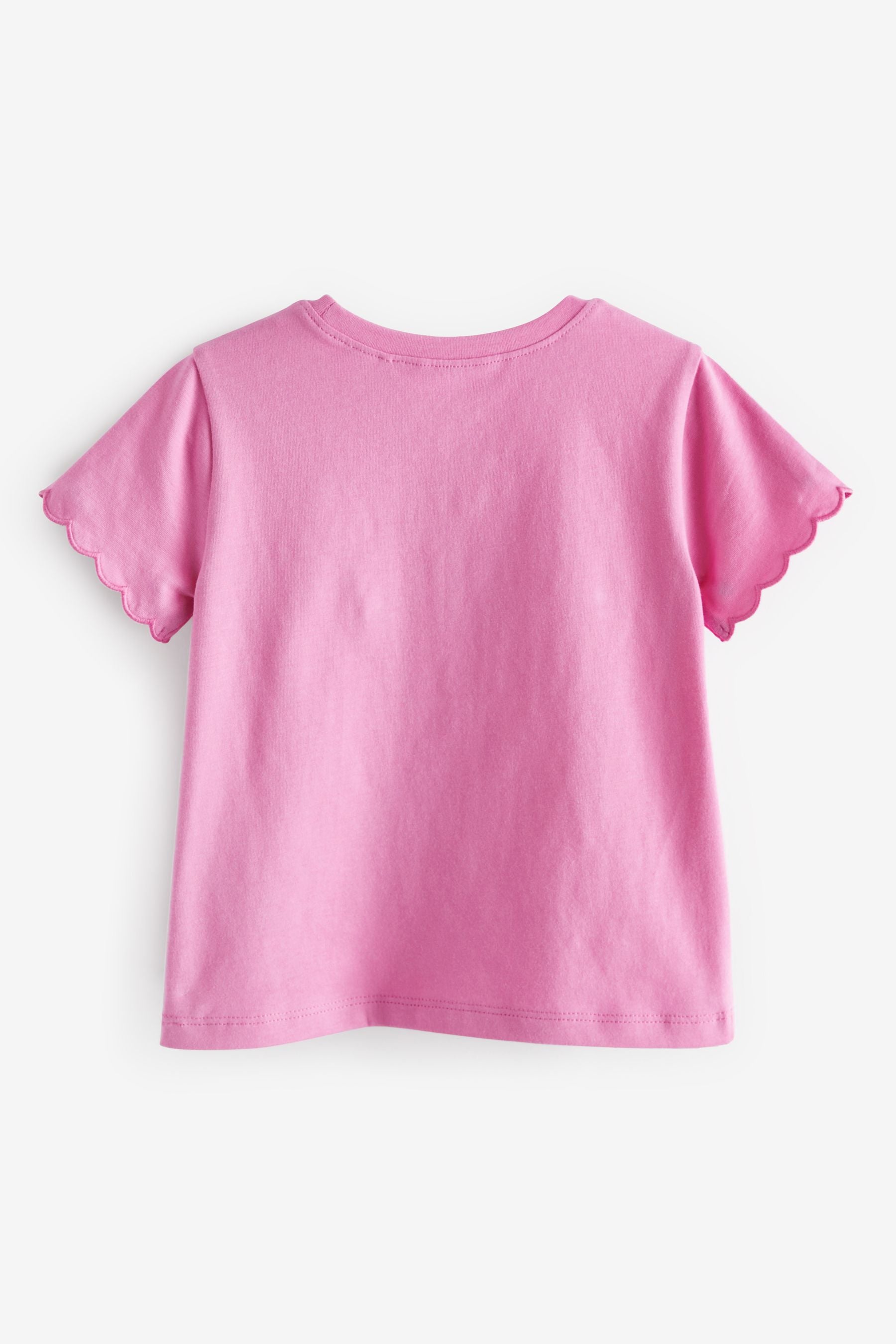 Bright Pink Short Sleeve Scallop T-Shirt (3mths-7yrs)