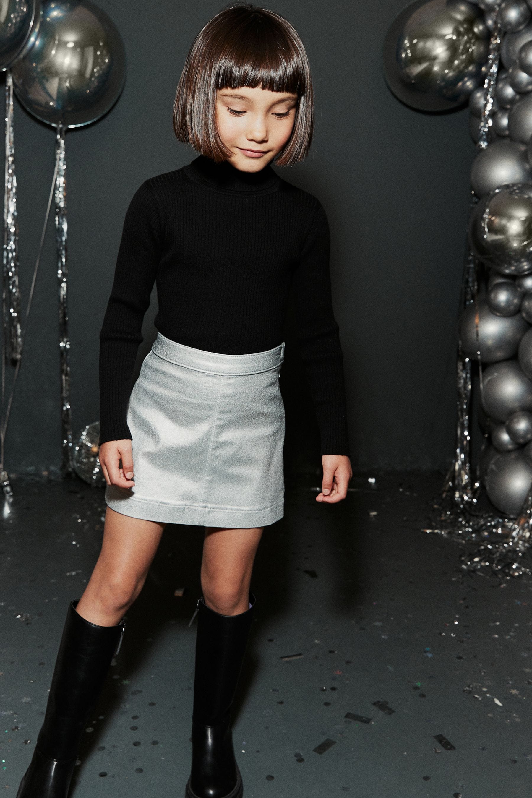 Silver PU Skirt (3-16yrs)