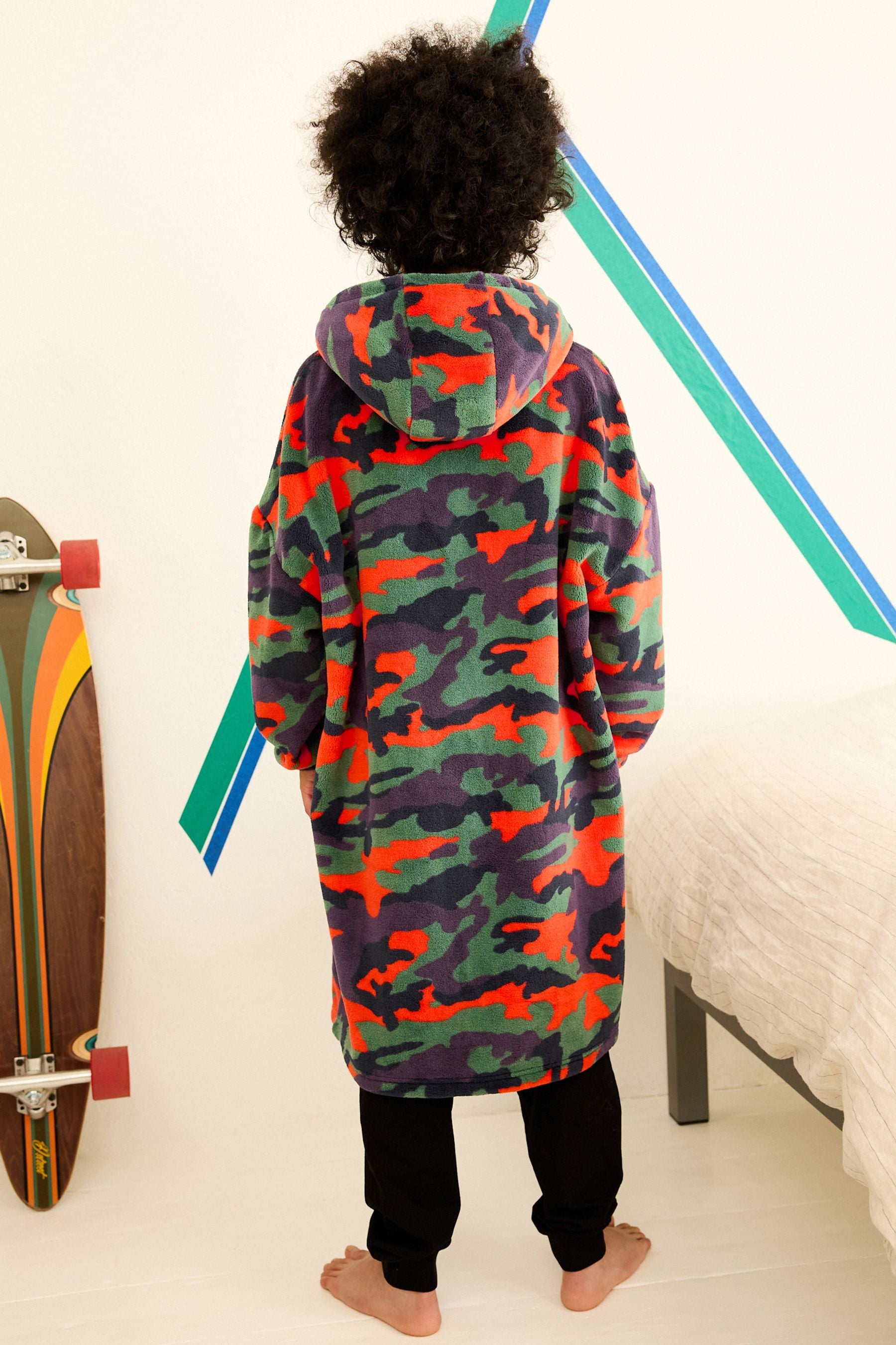 Orange/ Green Camouflage Hooded Blanket (3-16yrs)