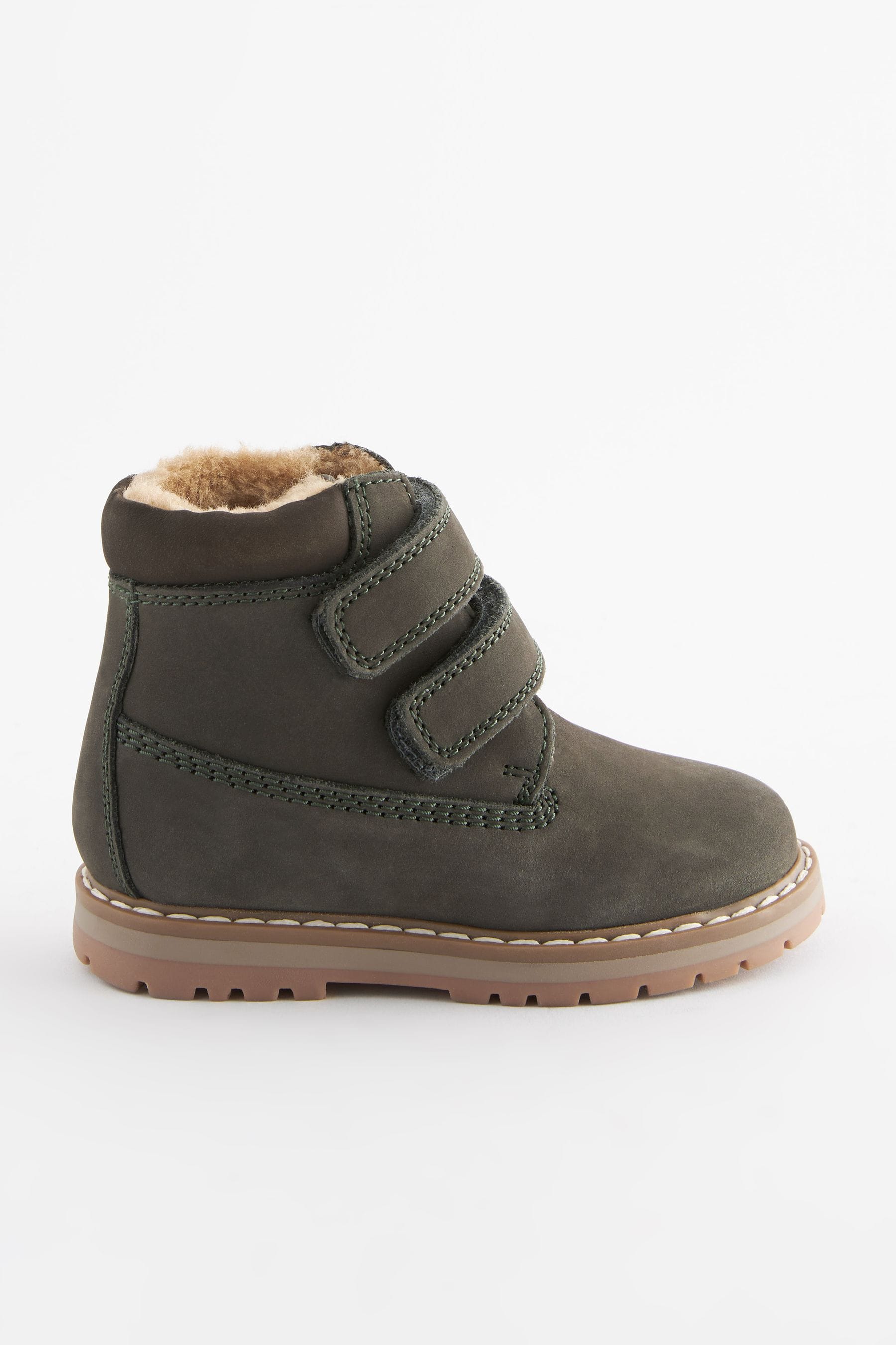 Khaki Green Leather Thermal Thinsulate™ Lined Touch Fastening Work Boots