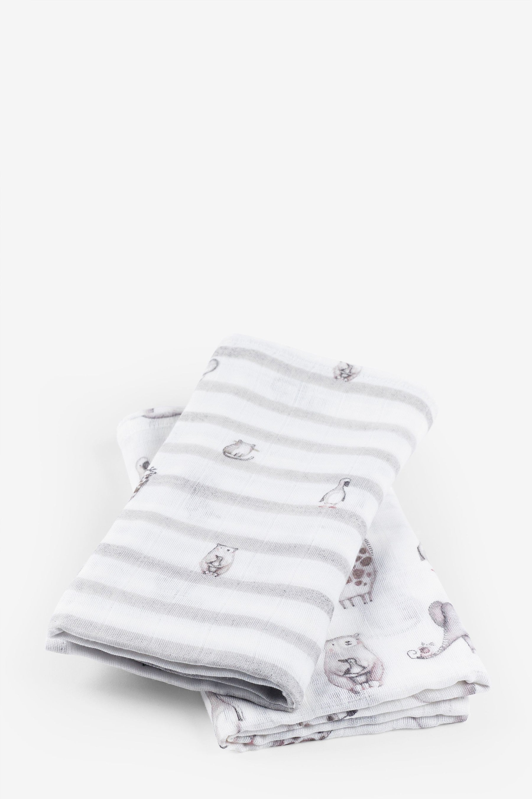 Baby Animals 2 Pack Kids Organic Cotton Muslin Comfort Blankets