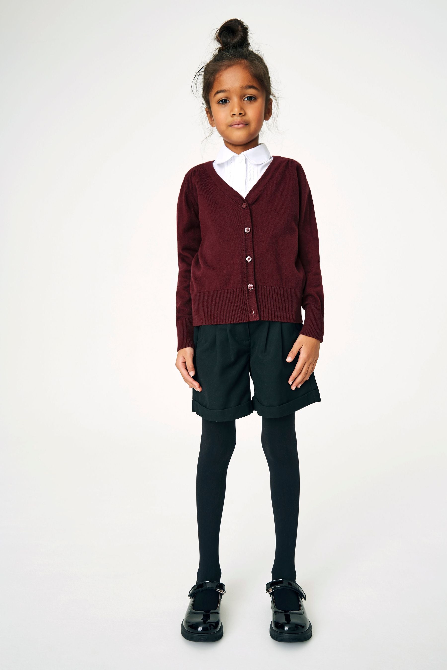 Burgundy Red Cotton Rich School V-Neck Cardigan (3-16yrs)