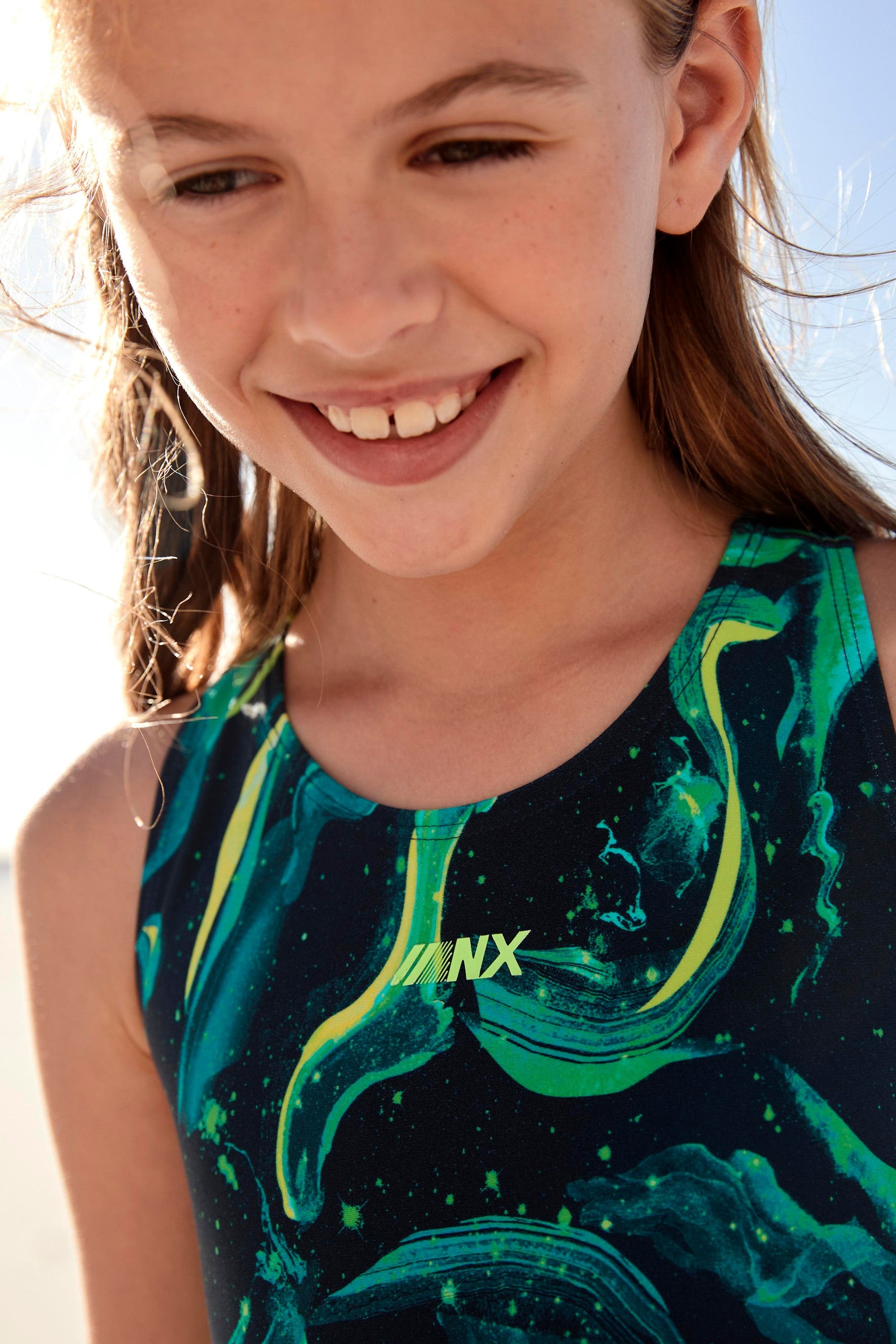 Green Sports Swimsuit (3-16yrs)